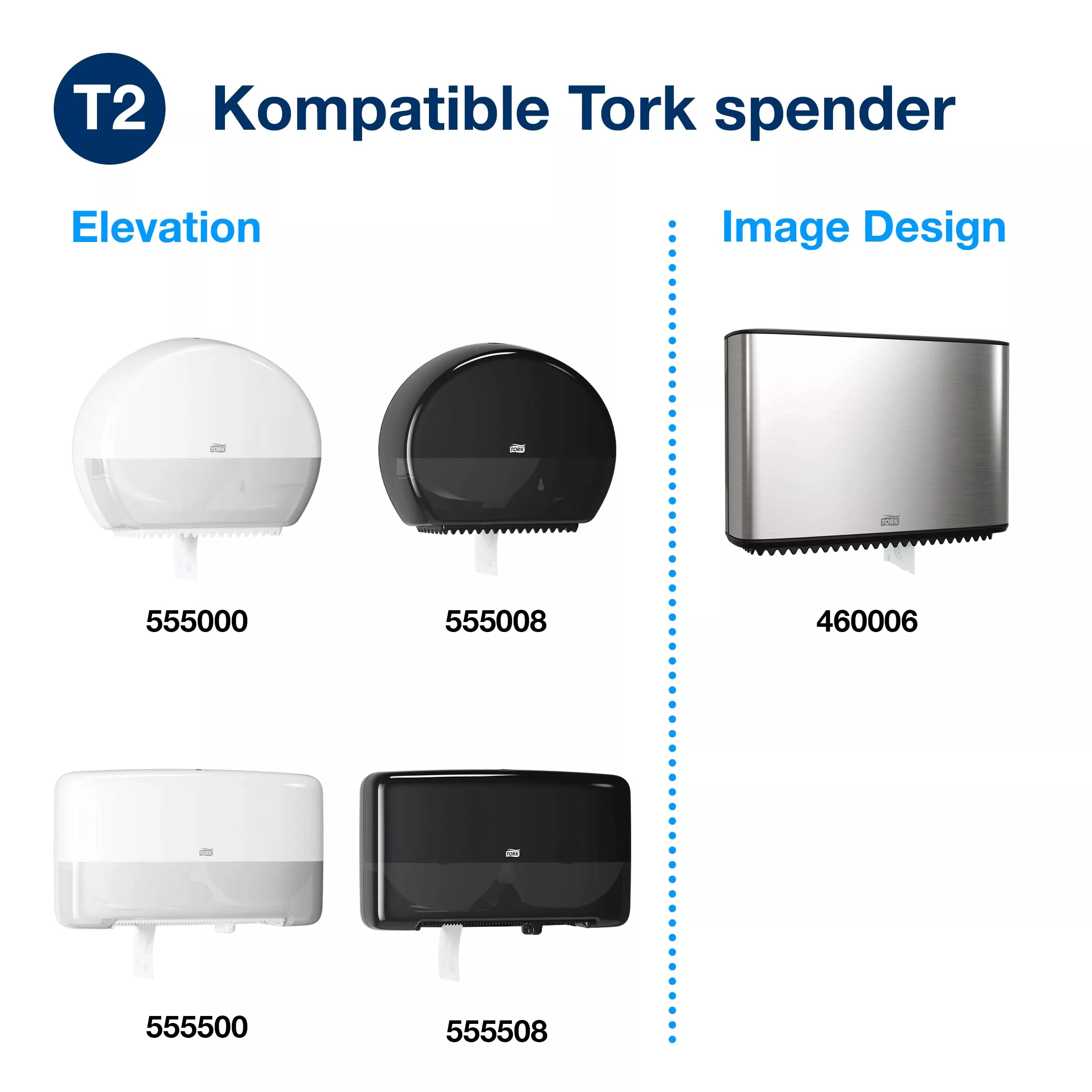 Tork Mini Jumbo Toilettenpapier Weiß T2, Advanced, 2-lagig, 12 × 180 Meter, 472102
