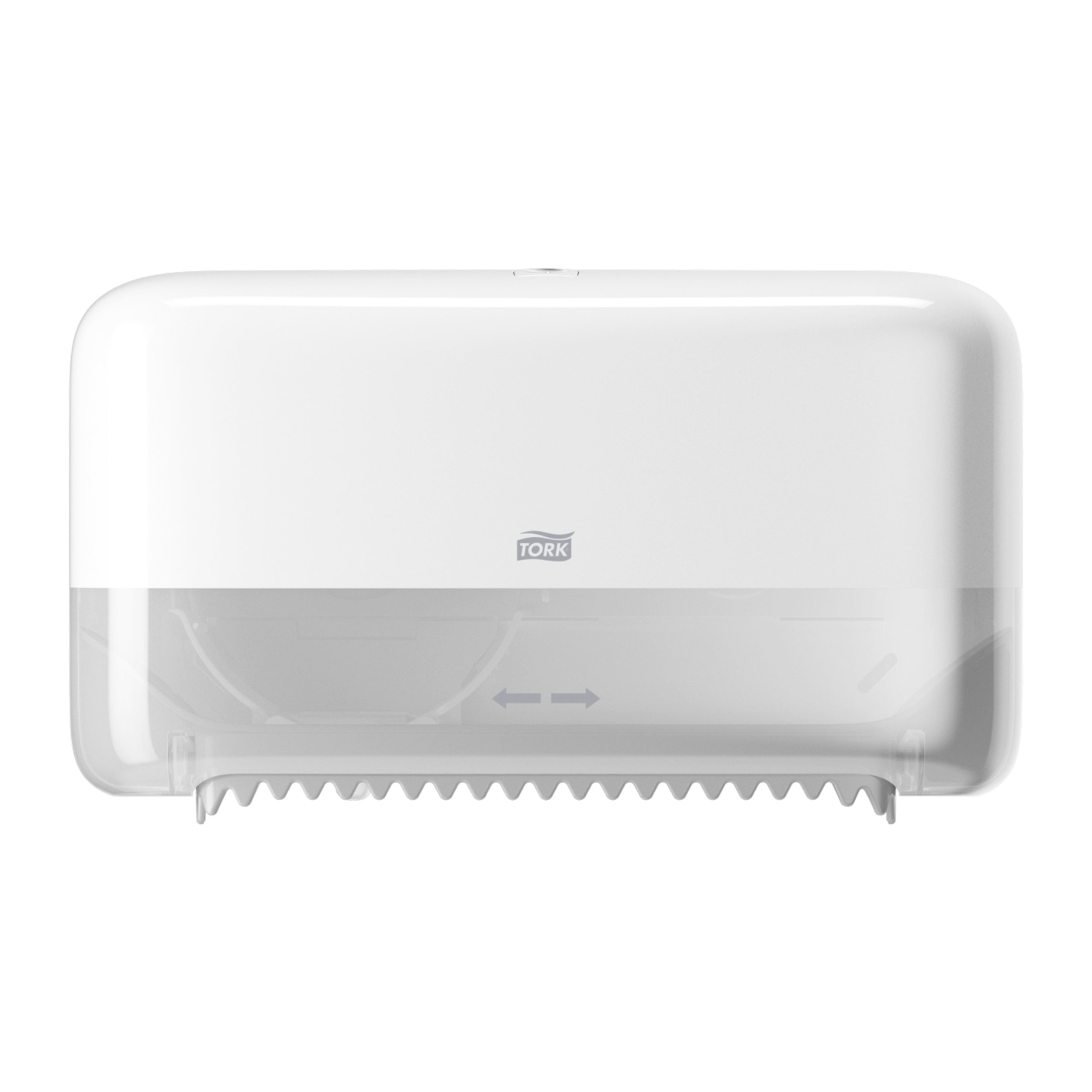 Tork OptiServe® Doppelrollenspender für Hülsenloses Toilettenpapier Weiß T7, horizontaler Toilettenrollenspender, Elevation Design, 558040