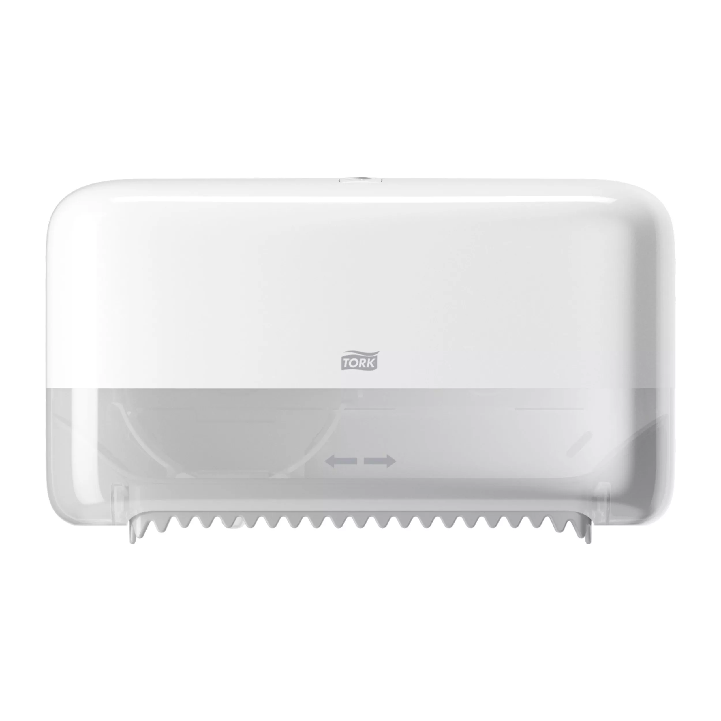 Tork OptiServe® Doppelrollenspender für Hülsenloses Toilettenpapier Weiß T7, horizontaler Toilettenrollenspender, Elevation Design, 558040