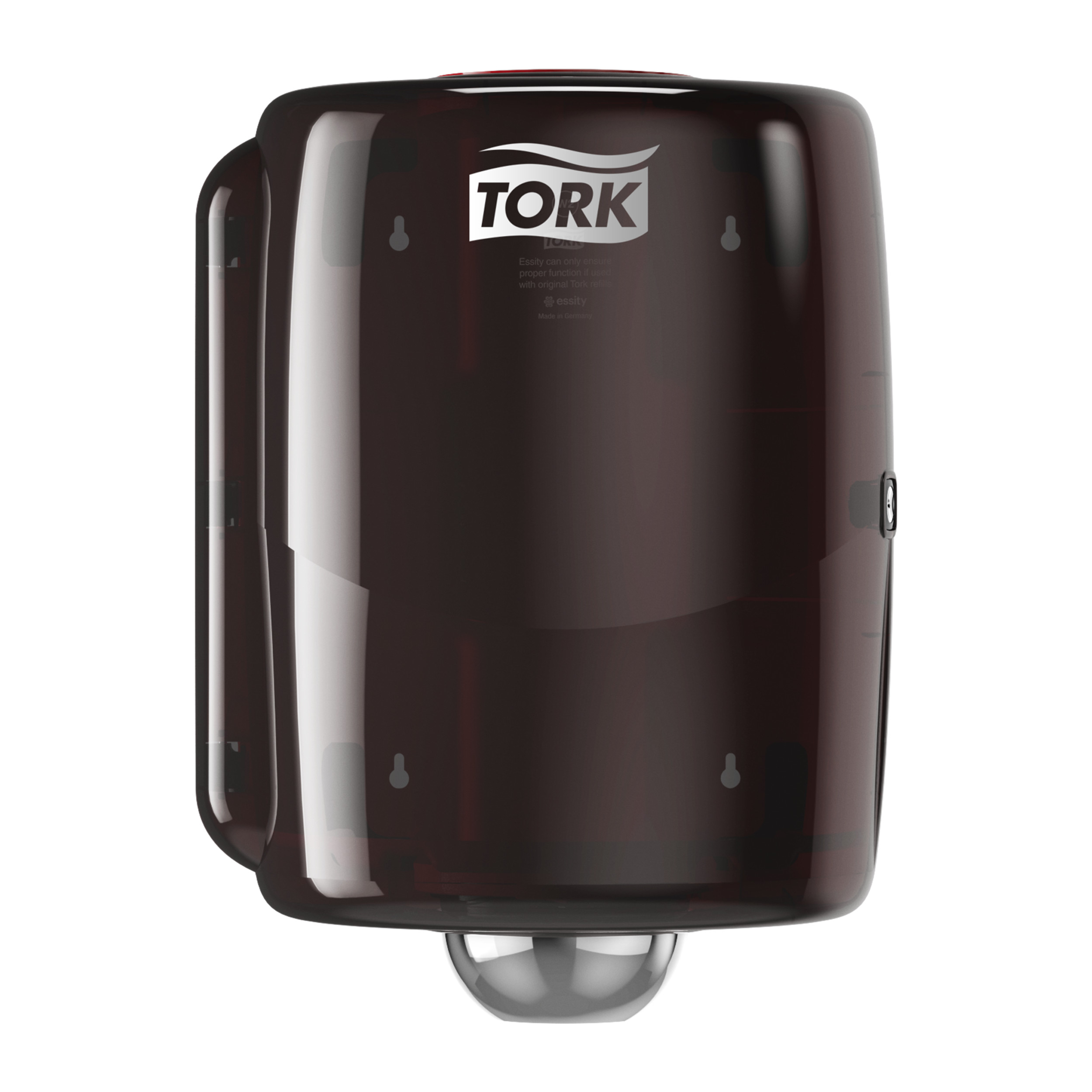 Tork Maxi Innenabrollungsspender Rot und Rauchgrau W2, Robustes Design, Performance Linie, 44,7 cm × 32,8 cm × 30,2 cm, 653008