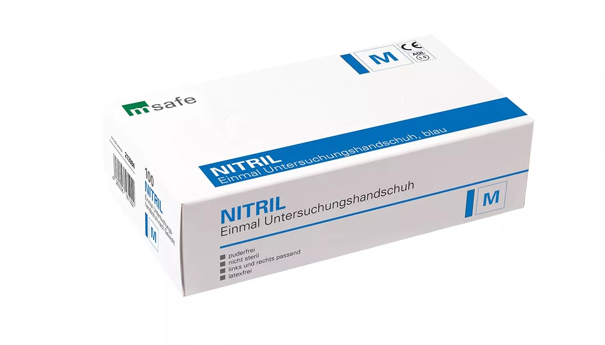 Cleanclub Einmalhandschuhe Nitril Extra puderfrei blau Gr. M (1 Box = 100 Stück)