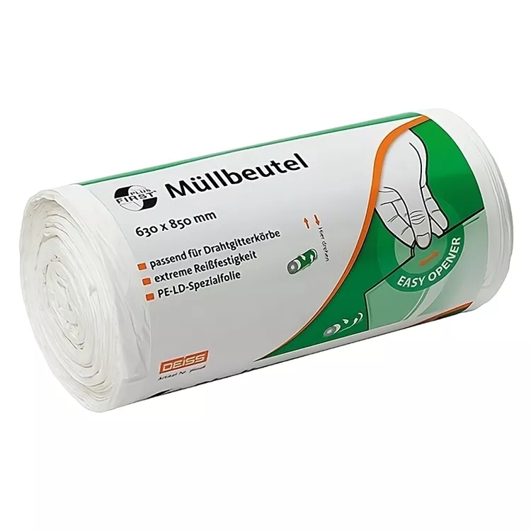 DEISS Abfallbeutel FIRST 60-80l weiß (1 Rolle = 50 Stück)