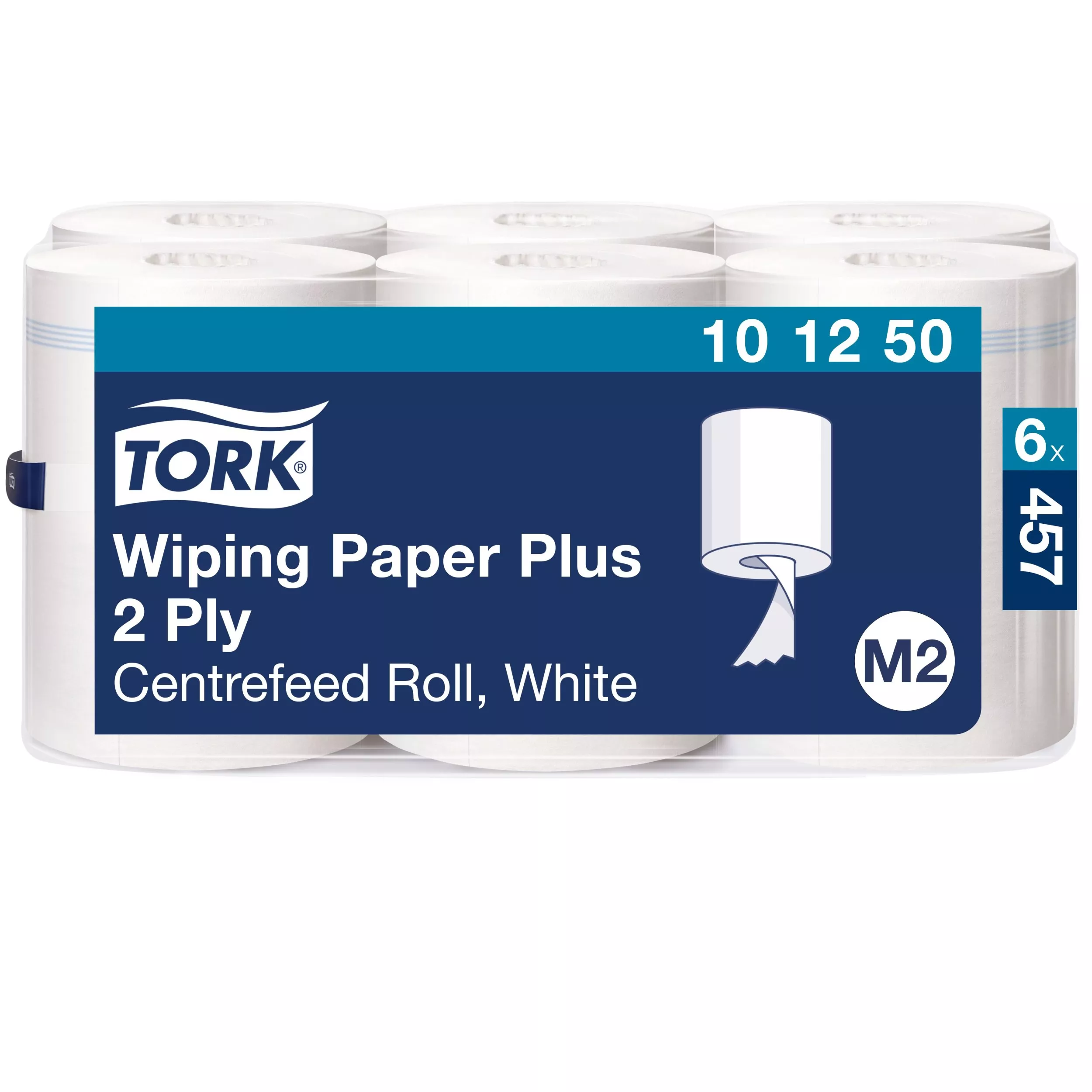 Tork Starke Mehrzweck-Papierwischtücher mit Innenabrollung Weiß M2, Saugfähig, 6 × 457 Blatt, 101250