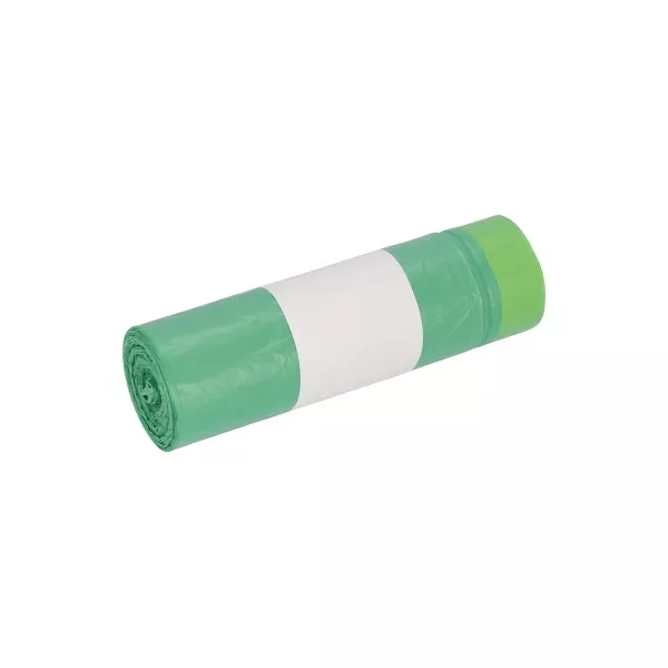 DEISS Müllbeutel mit Zugband 60 Liter, 18 my, HDPE, grün (1 Rolle = 20 Stück)