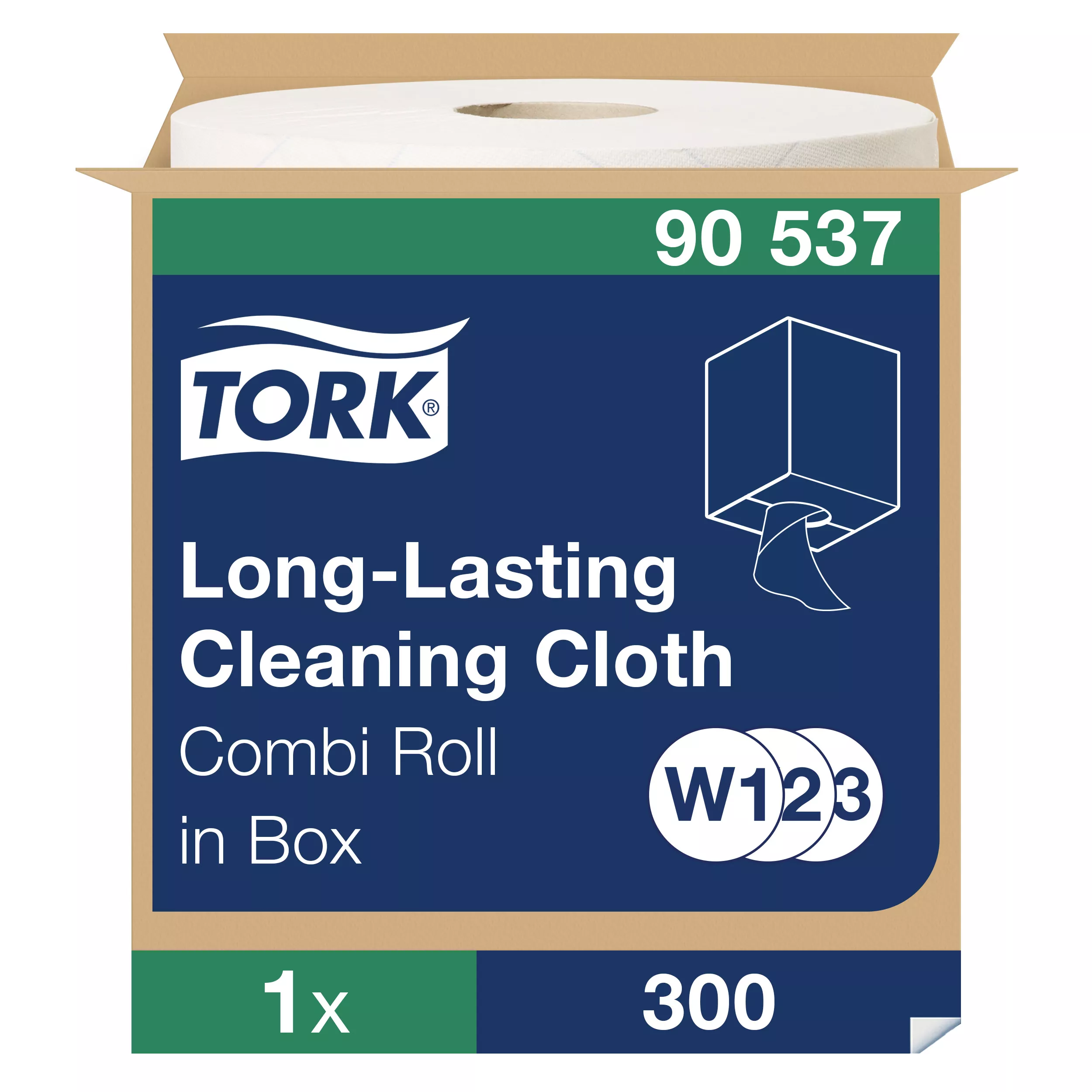 Tork Langlebige Reinigungstücher Weiß W1/2/3, Kombirolle, 1 × 300 Tücher, 90537