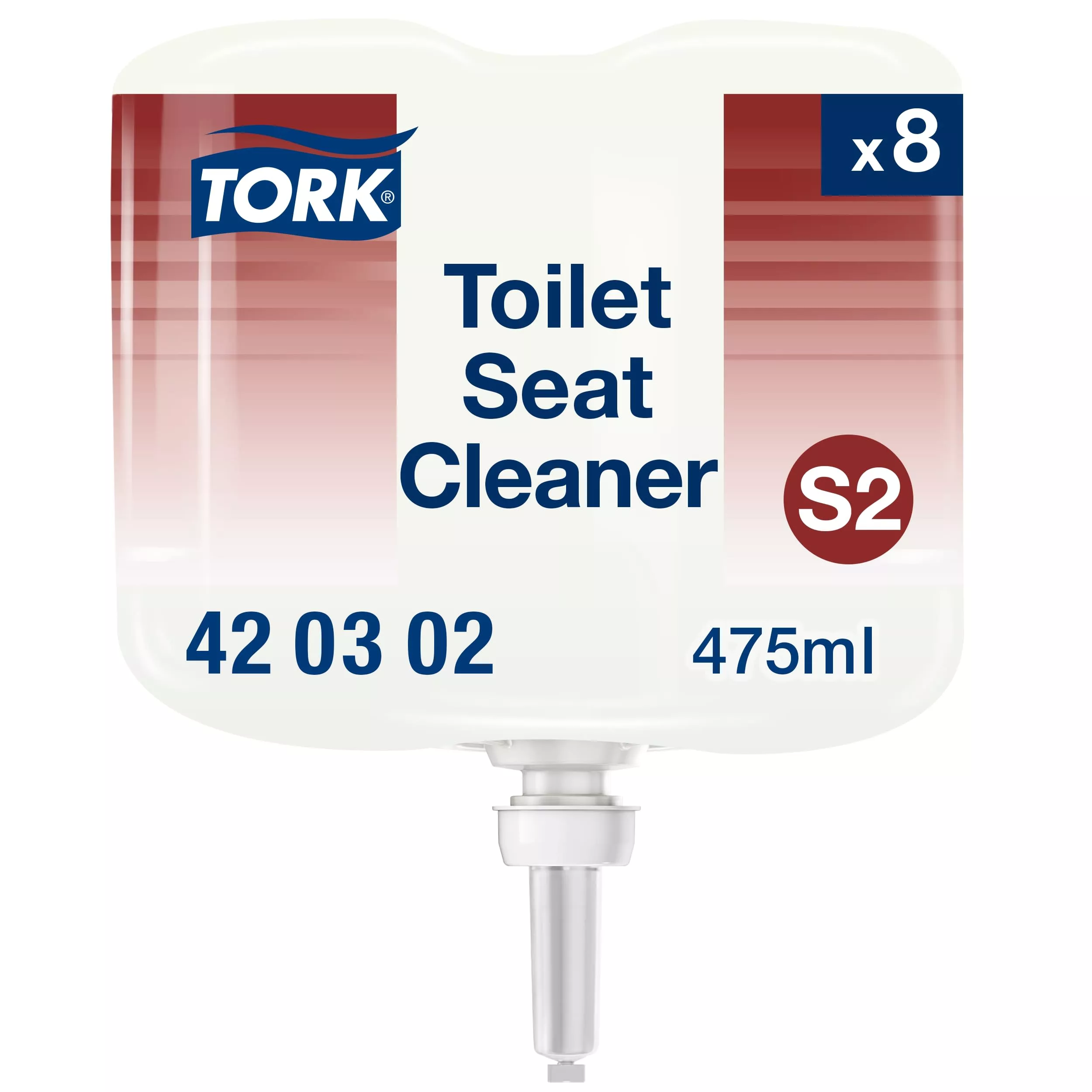 Tork Toilettensitzreiniger, 420302, WC-Brillen Reiniger für zusätzliche Hygiene, für S2 Spender-Systeme, Premium-Qualität, 8 x 475 ml