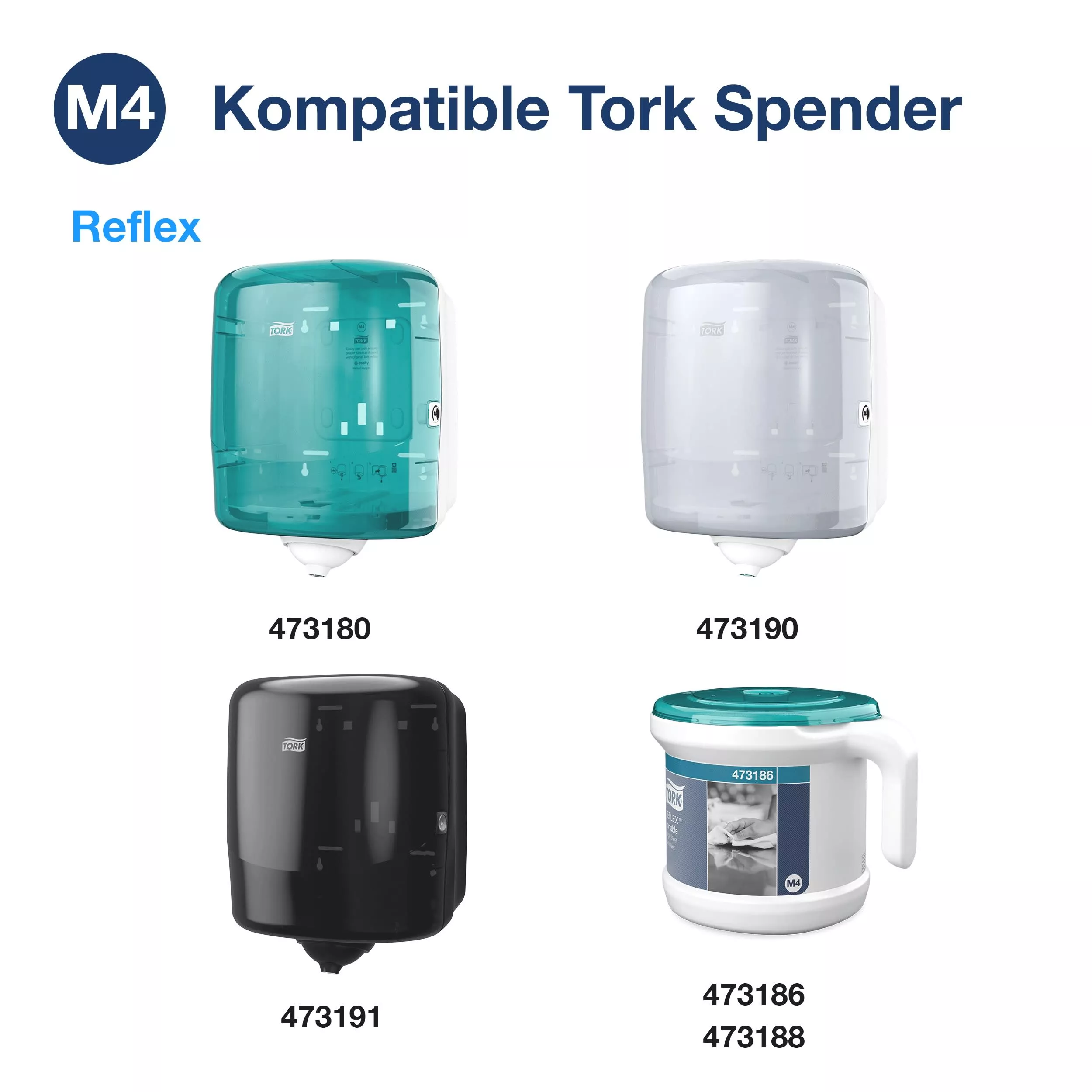 Tork Reflex™ Papierwischtücher Blau M4, SmartCore®, 6 × 805 Blatt, 473480