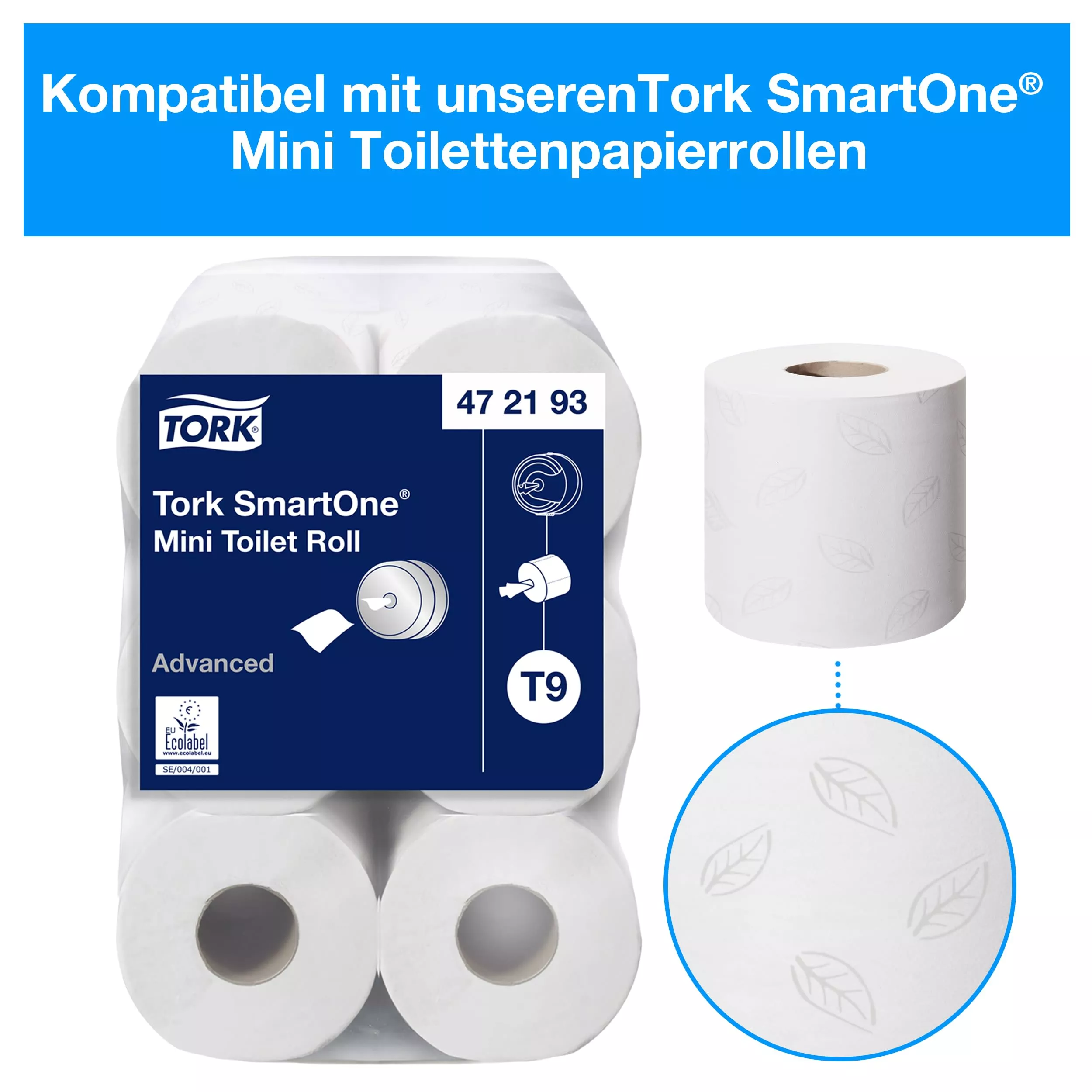 Tork SmartOne® Mini Doppelrollenspender für Toilettenpapier Weiß T9, Hohe Kapazität, Elevation Linie, 682000
