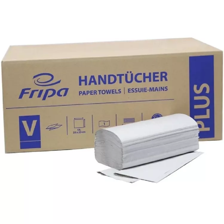 Fripa Plus Handtuchpapier 25x23cm Plus V-Falz 1-lag. 20x250 Blatt (1 Karton = 5000 Blatt)