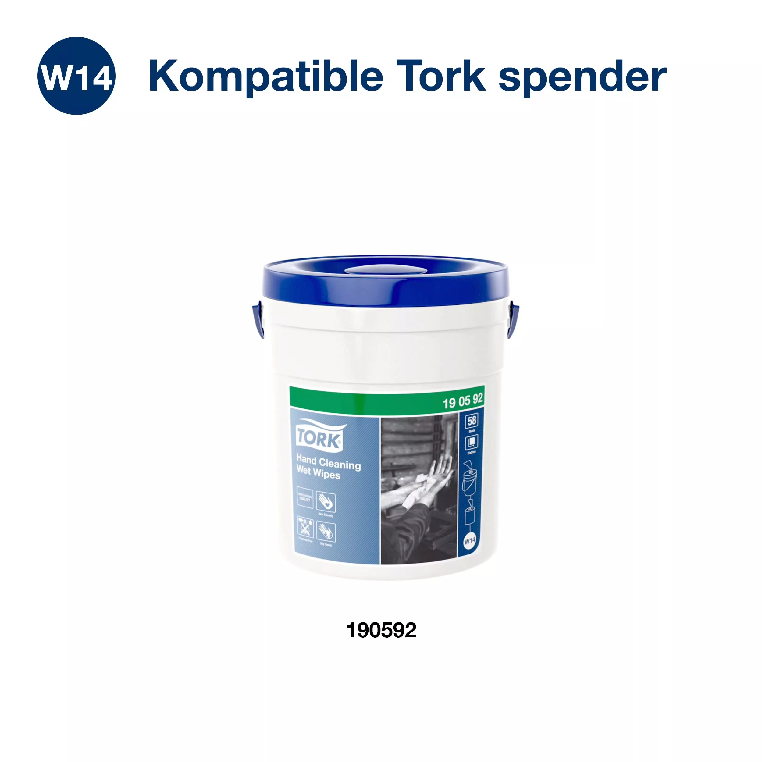 Tork Feuchte Handreinigungstücher Nachfüllung Weiß W14, Saugfähig, 4 × 58 Tücher, 190692