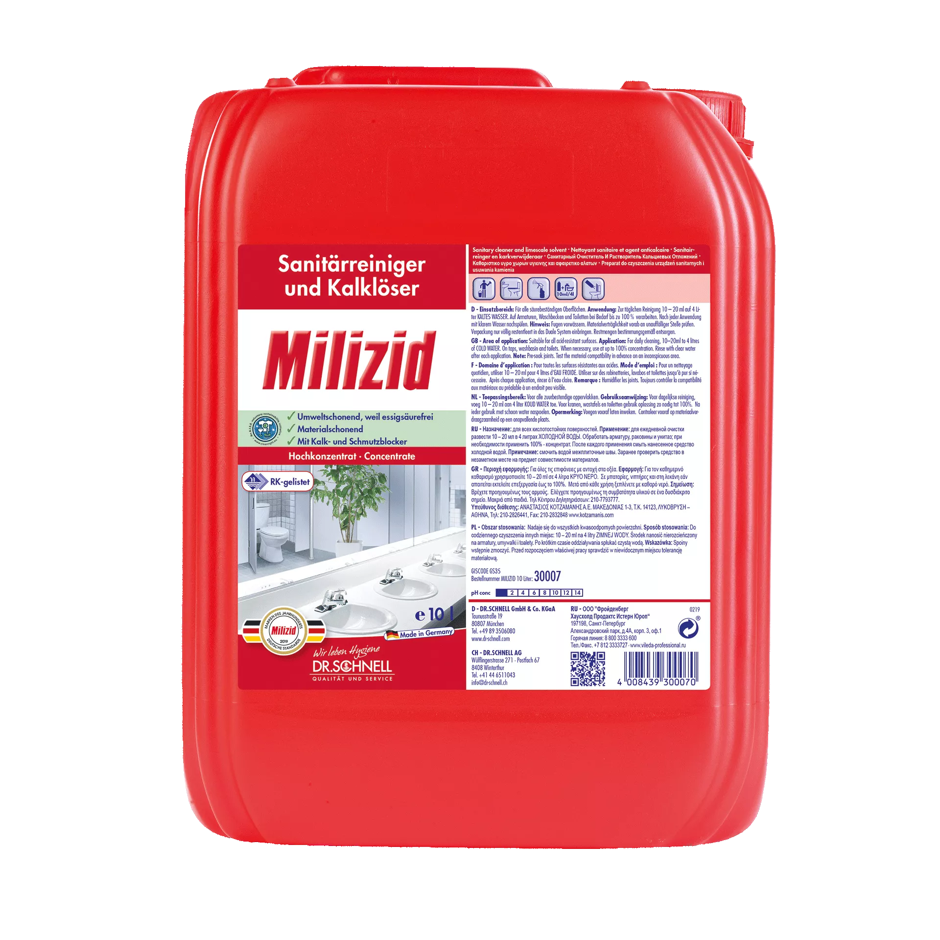 Dr. Schnell Sanitärreiniger und Kalklöser Milizid 10 l
