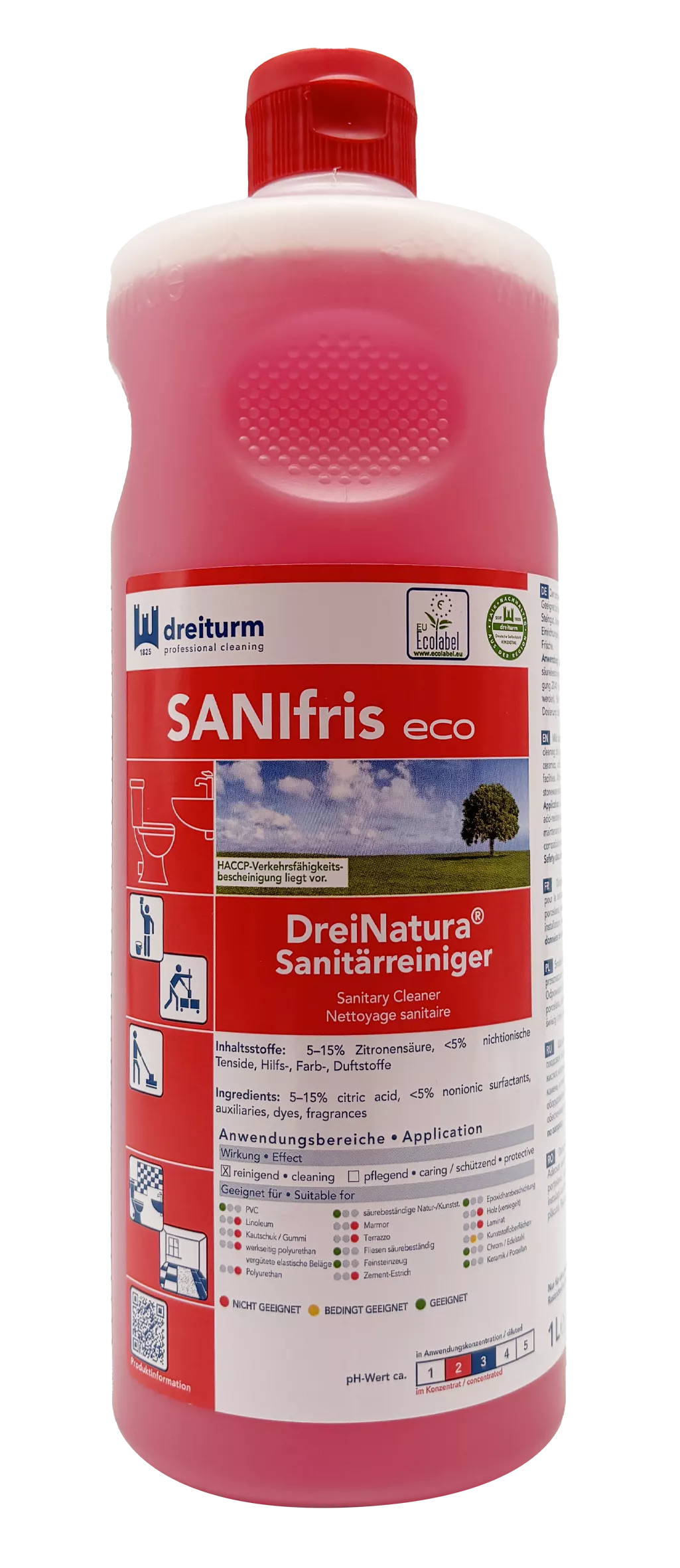 Dreiturm Sanitärreiniger Sanifris eco DreiNatura – 1 L Flasche