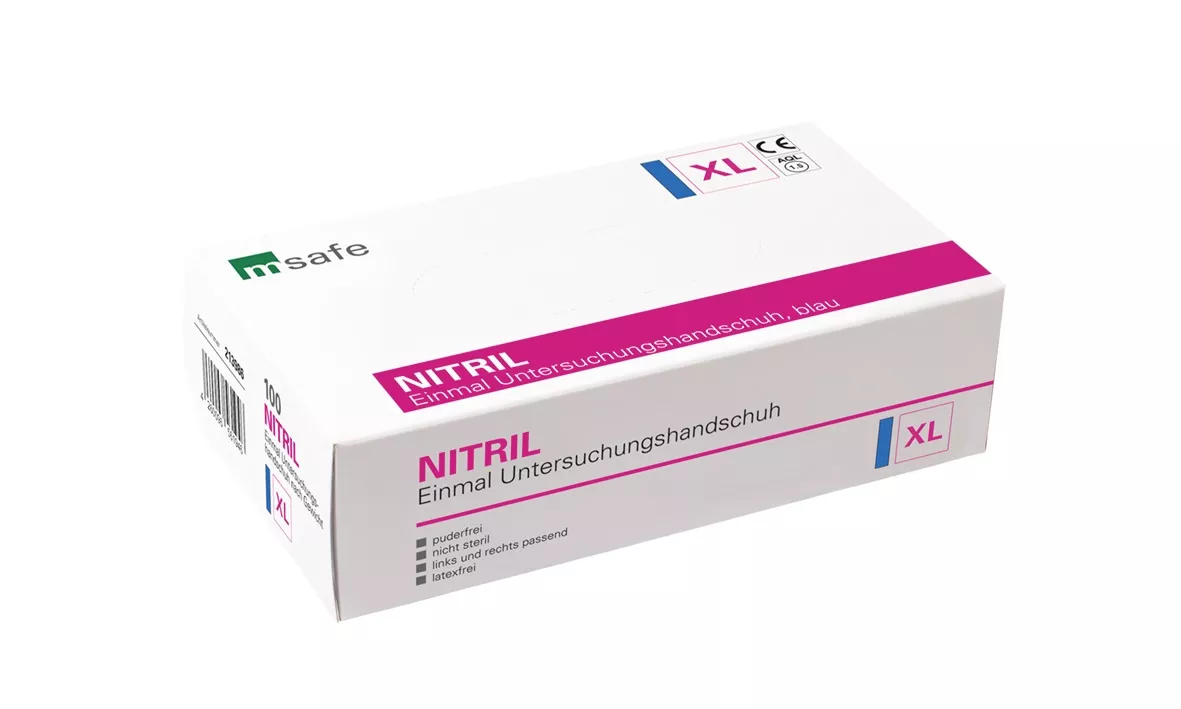 Cleanclub Einmalhandschuhe Nitril Extra puderfrei blau Gr. XL (1 Box = 100 Stück)