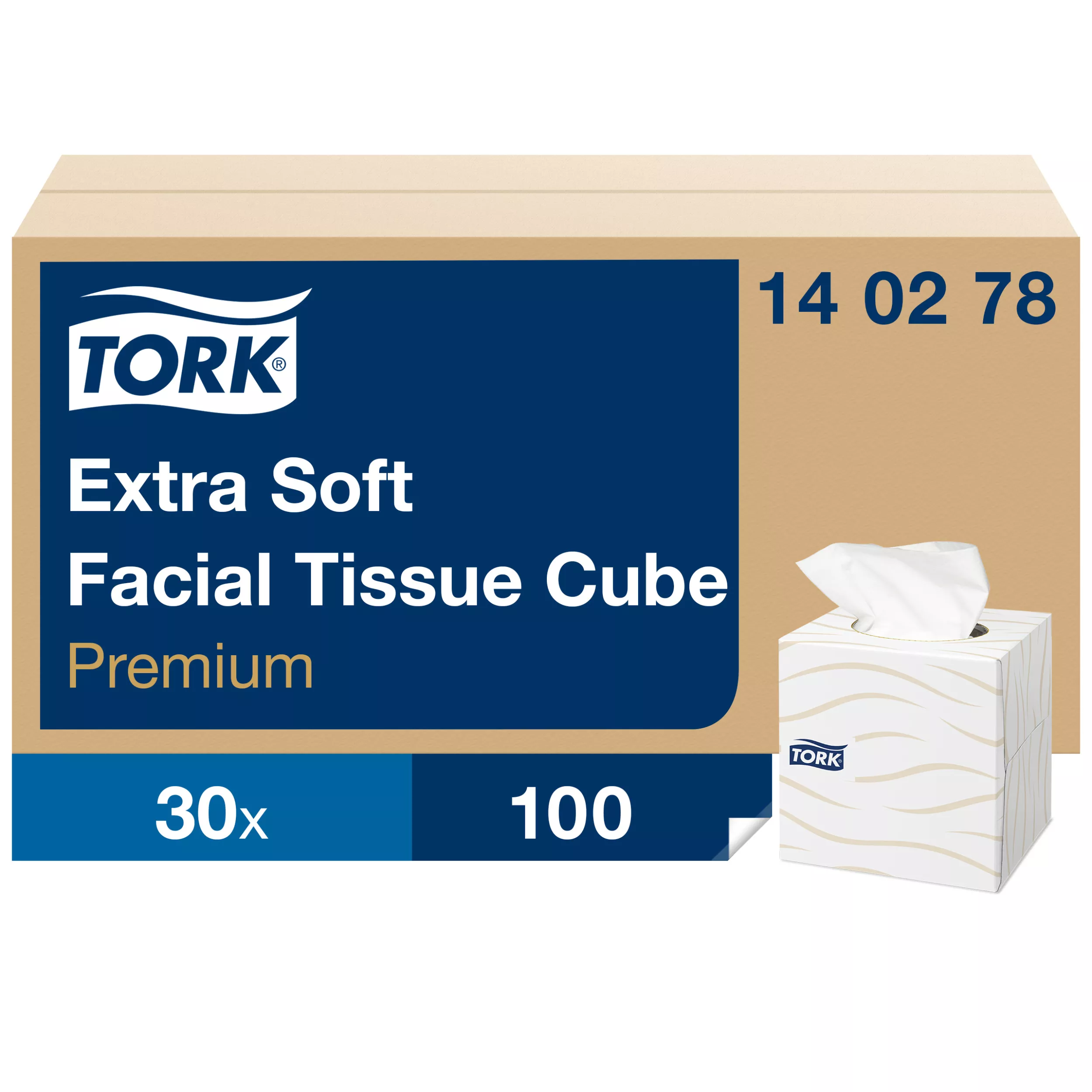 Tork extra weiche Kosmetiktücher (im Spenderwürfel), Premium, 2-lagig, 30 × 100 Blatt, 140278