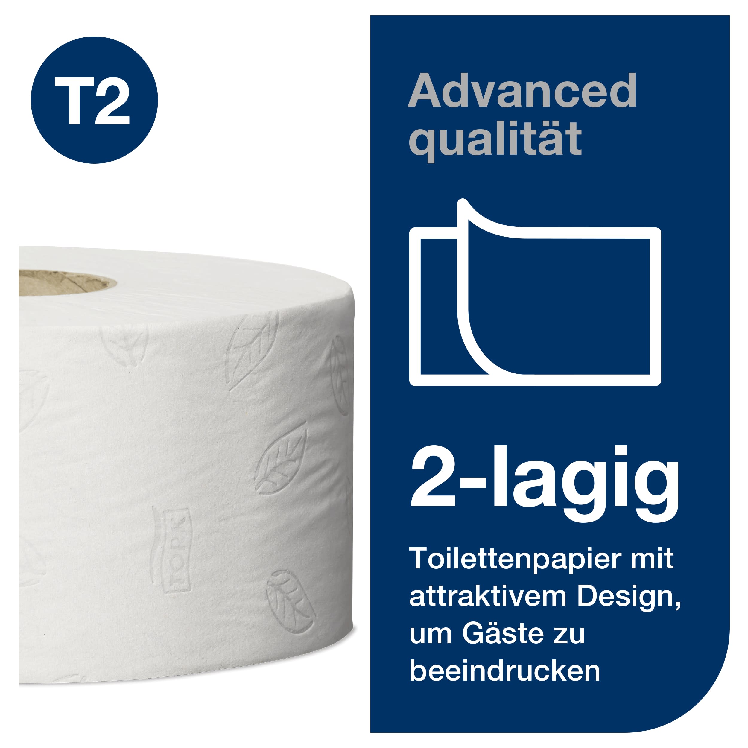 Tork Mini Jumbo Toilettenpapier Weiß T2, Advanced, 2-lagig, 12 × 170 m, 120280
