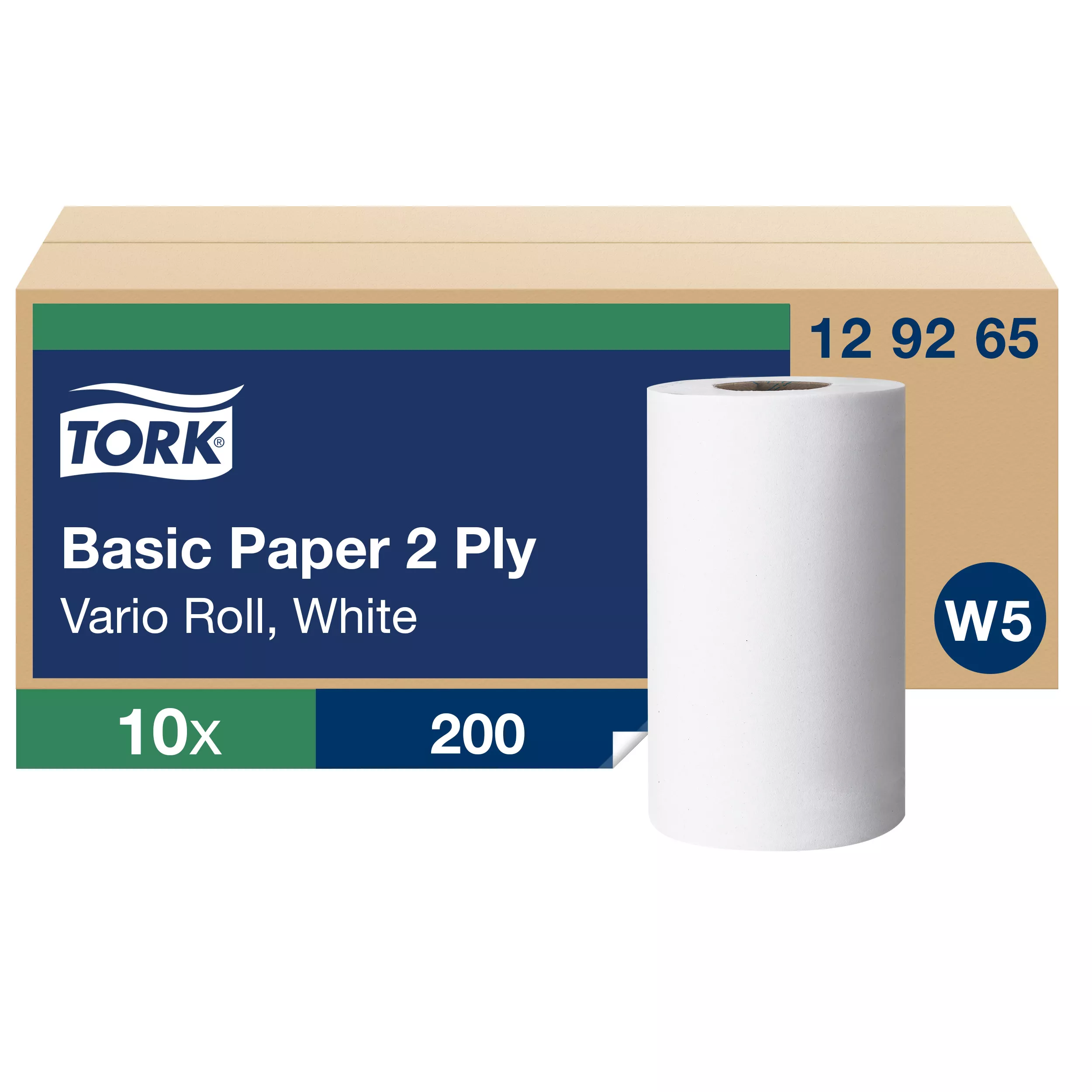 Tork Standard-Papierwischtücher, Kleinrolle Weiß W5, Mehrzweck-Papiertücher, 10 × 55 m, 129265