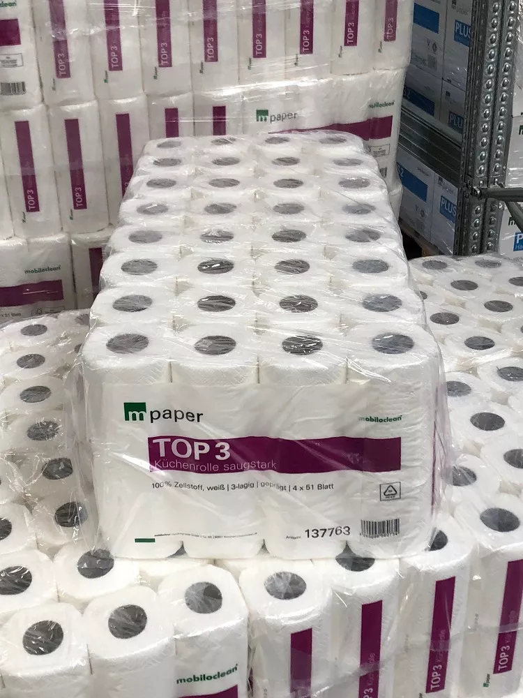 Cleanclub Küchenrolle Top³ hochweiß 3-lagig - 64 Blatt pro Rolle - 32 Rollen