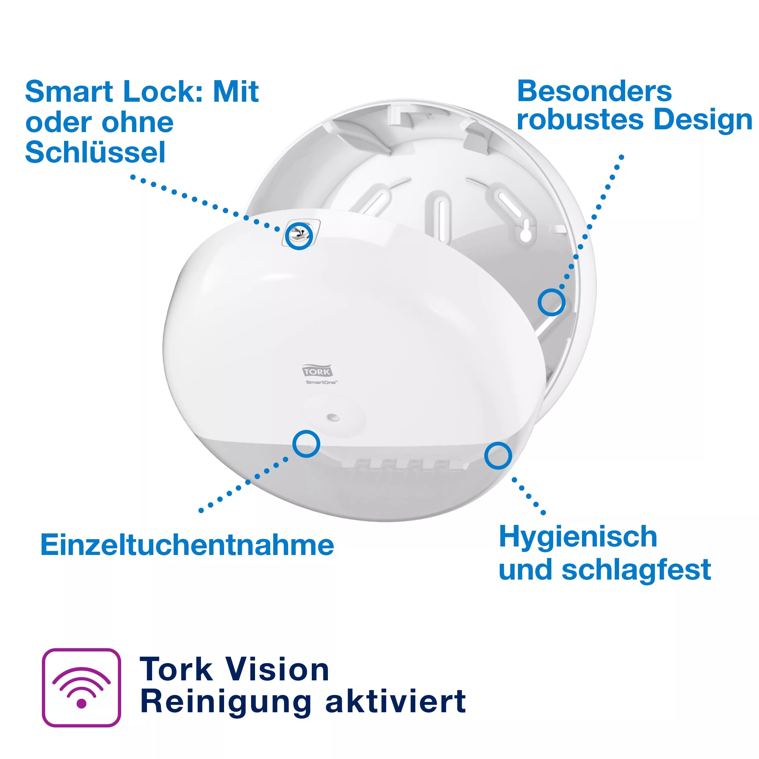 Tork SmartOne® Mini Spender für Toilettenpapier Weiß T9, Elevation Linie, 681000