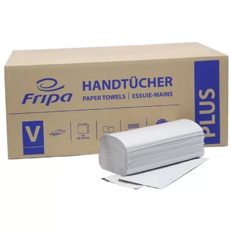 1 Palette a 28x Fripa Handtuchpapier Plus V-Falz 1-lag. 25 x 23 cm (1 Karton = 5000 Blatt)