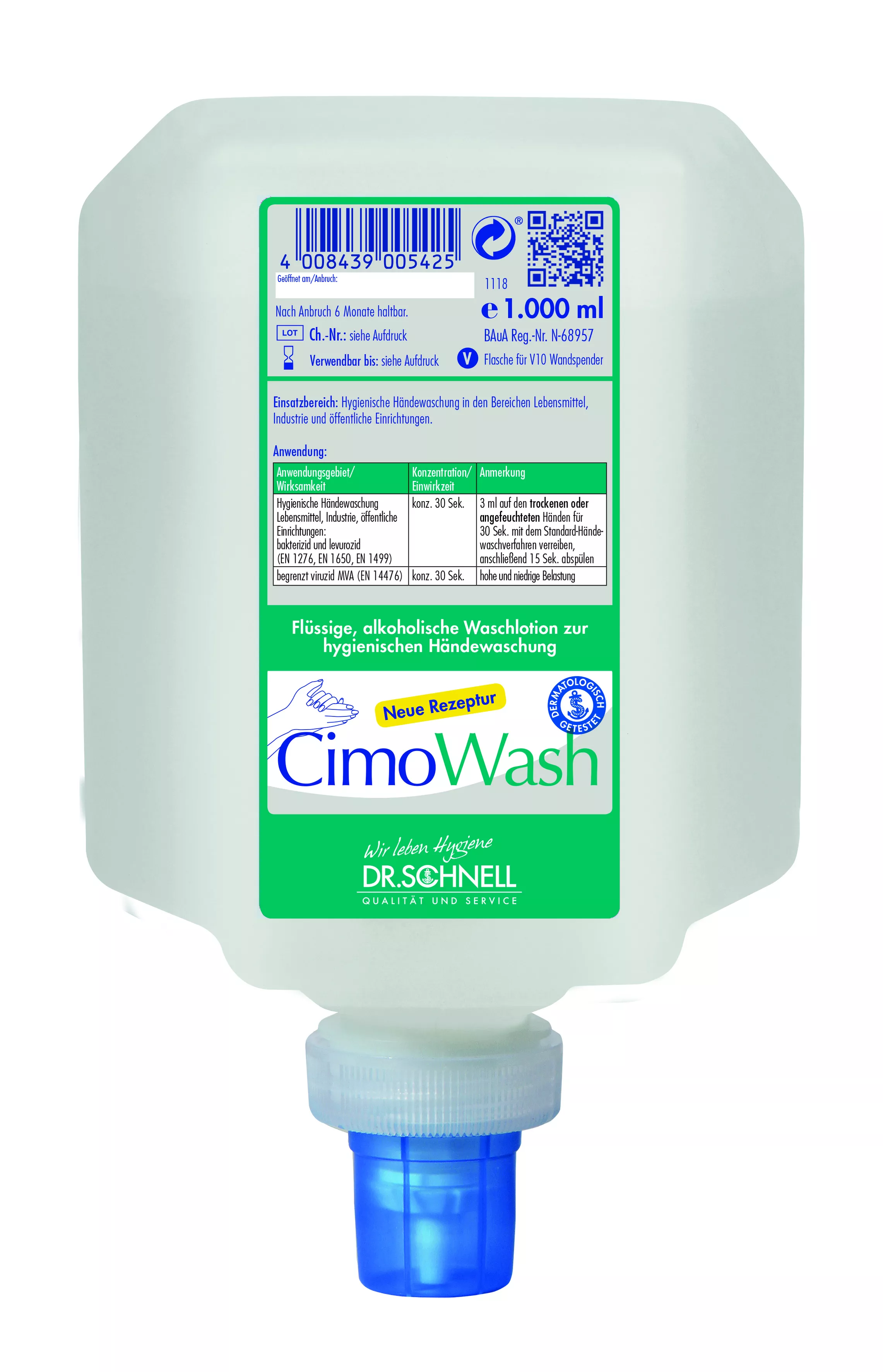 Dr.Schnell CimoWash 1 L  - Spenderflasche für V10-Spender (Krt. á 6 Stk.) - 00542