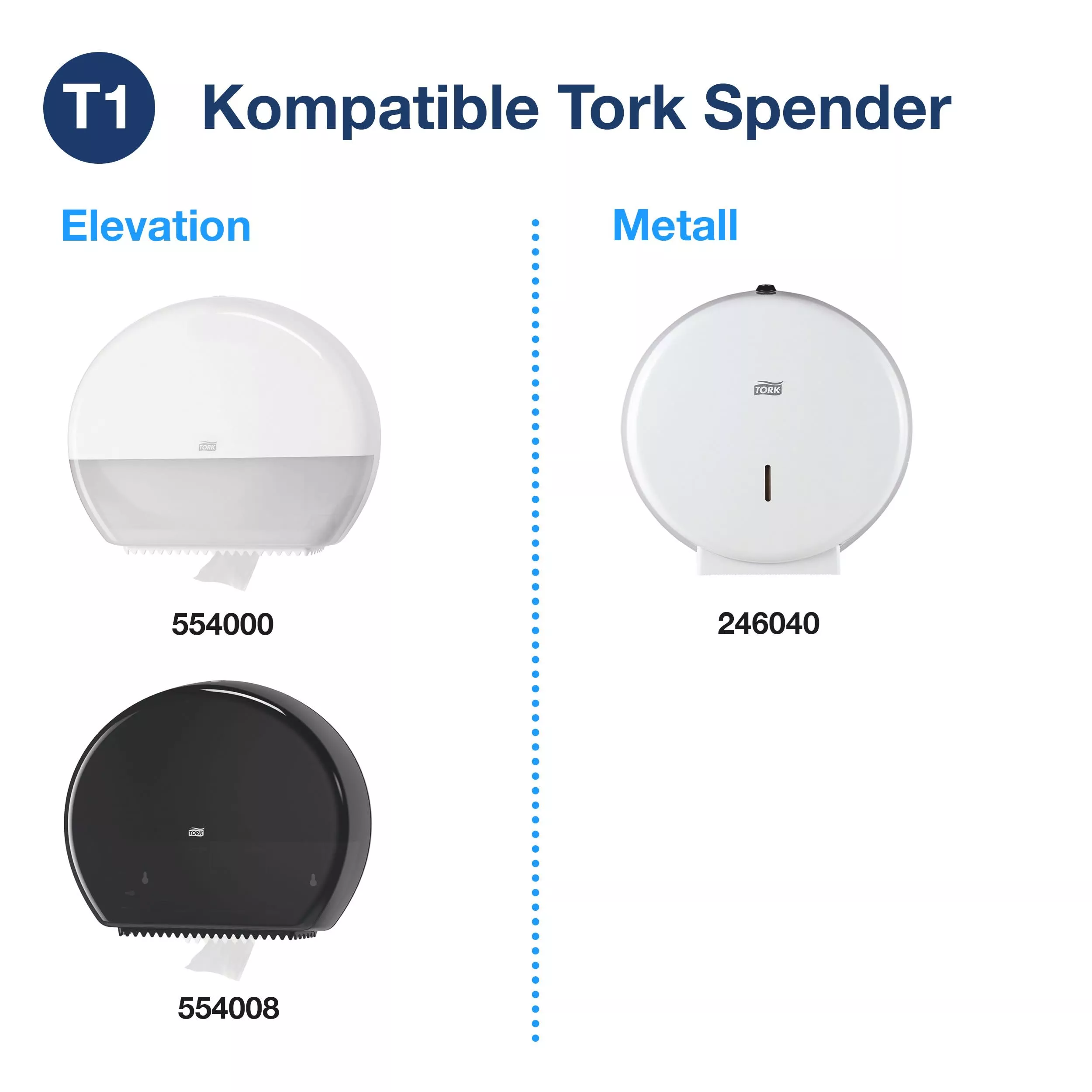 Tork Jumbo Toilettenpapier Weiß T1, Advanced, 2‑lagig, 6 × 380 m, 472118