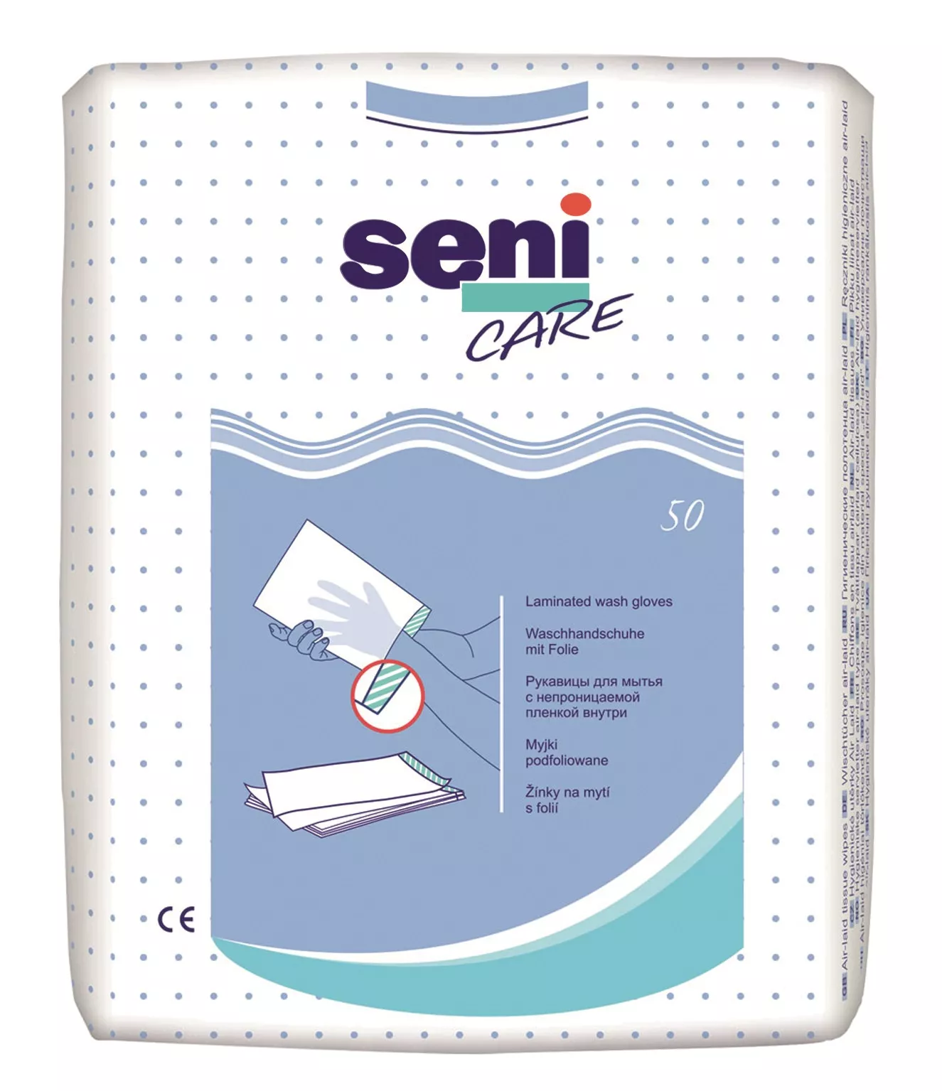Seni Waschhandschuhe foliert (1 Packung = 50 Stück)