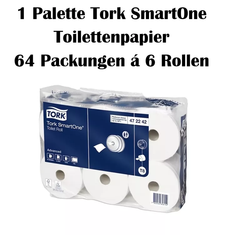 1 Palette 64x Tork SmartOne Toilettenpapier - T8 - 2 lagig - weiß (384 Rollen)
