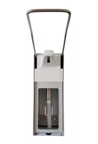 Desinfektionsmittelspender ALU 500ml mit langem Armhebel und Frontblende