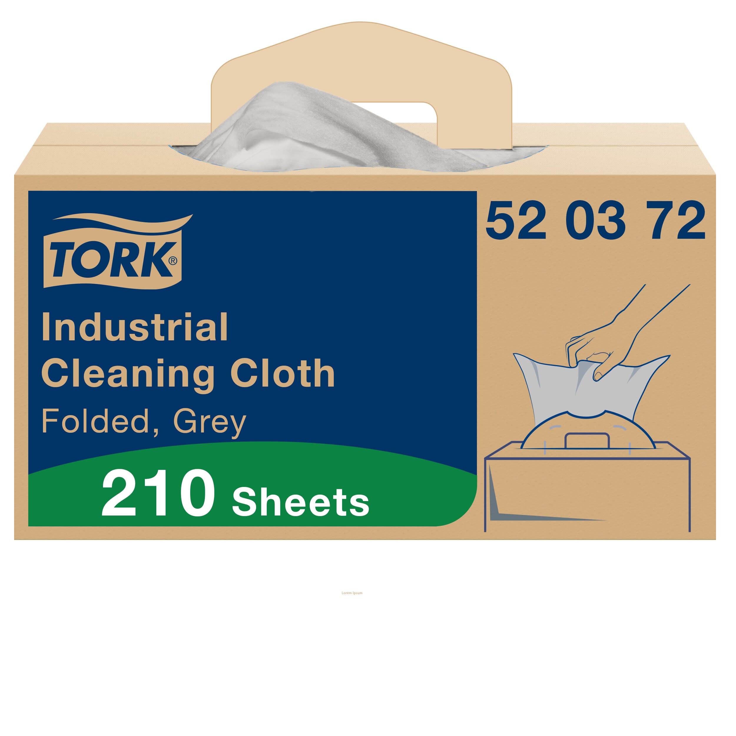 Tork Industrie Reinigungstücher Grau W7, Einzeltuchentnahme, 1 × 210 Tücher, 520372