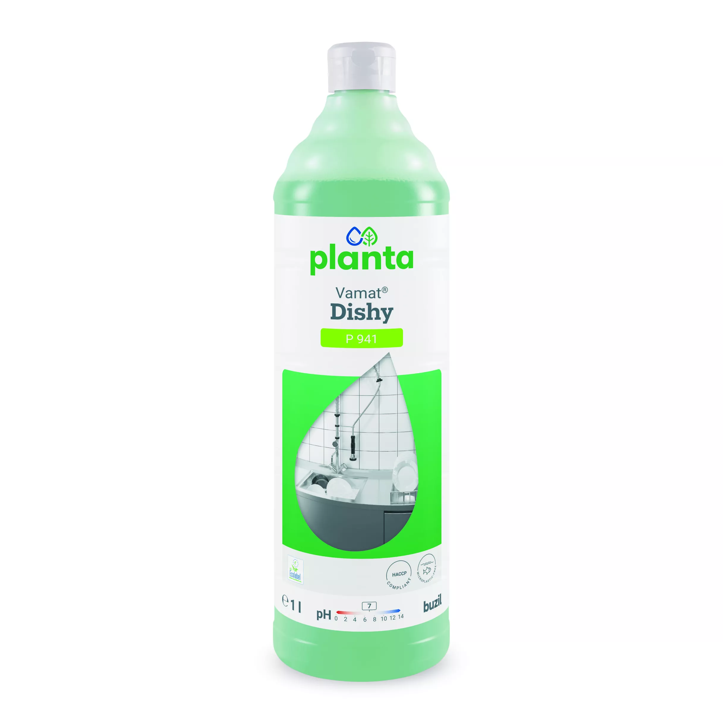 Buzil Planta® P941 Vamat Dishy – Neutraler Handgeschirrspülmittel, 1L Flasche