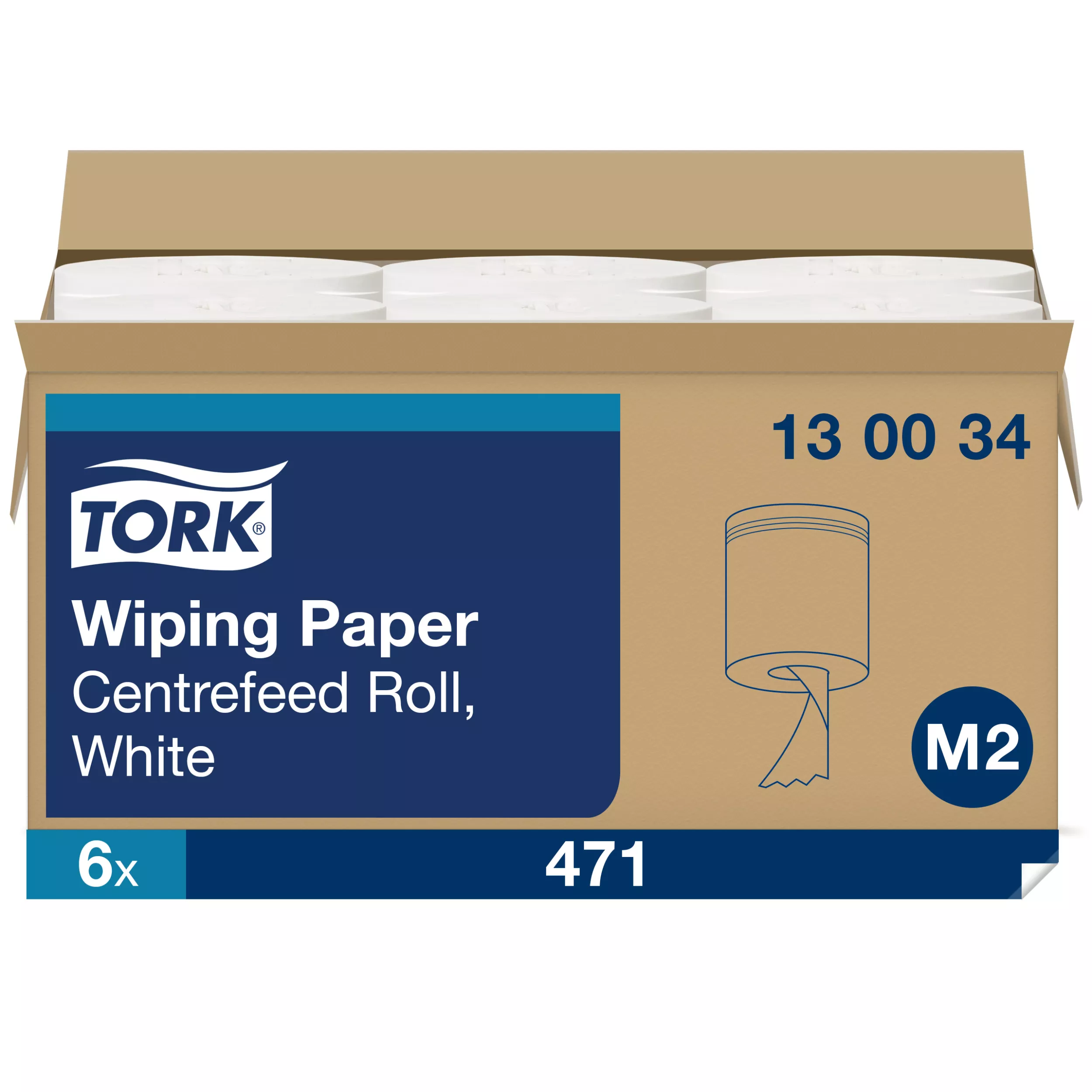 Tork Innenabrollungs-Papierwischtücher Weiß M2, Saugfähig, 6 × 471 Blatt, 130034