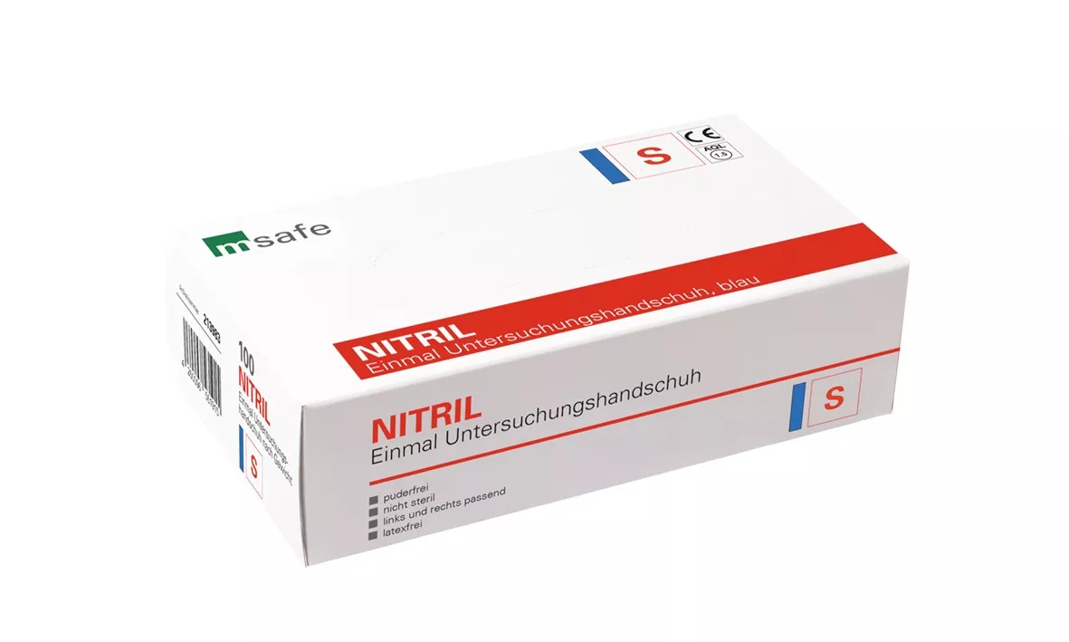 Cleanclub Einmalhandschuhe Nitril Extra puderfrei blau Gr. S (1 Box = 100 Stück)