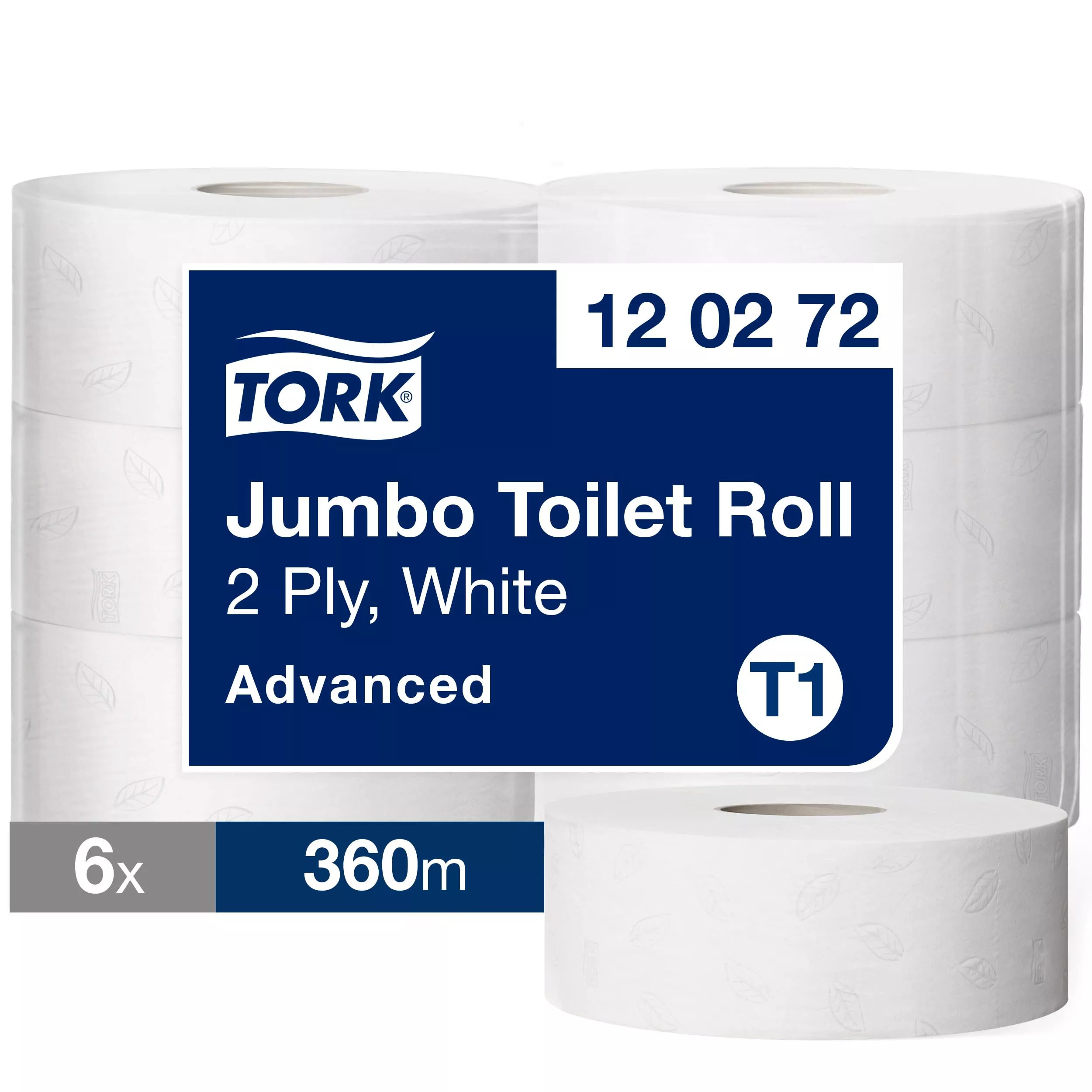 Tork Jumbo Toilettenpapier Weiß T1, Advanced, 2‑lagig, 6 × 1.800 Blatt, 120272