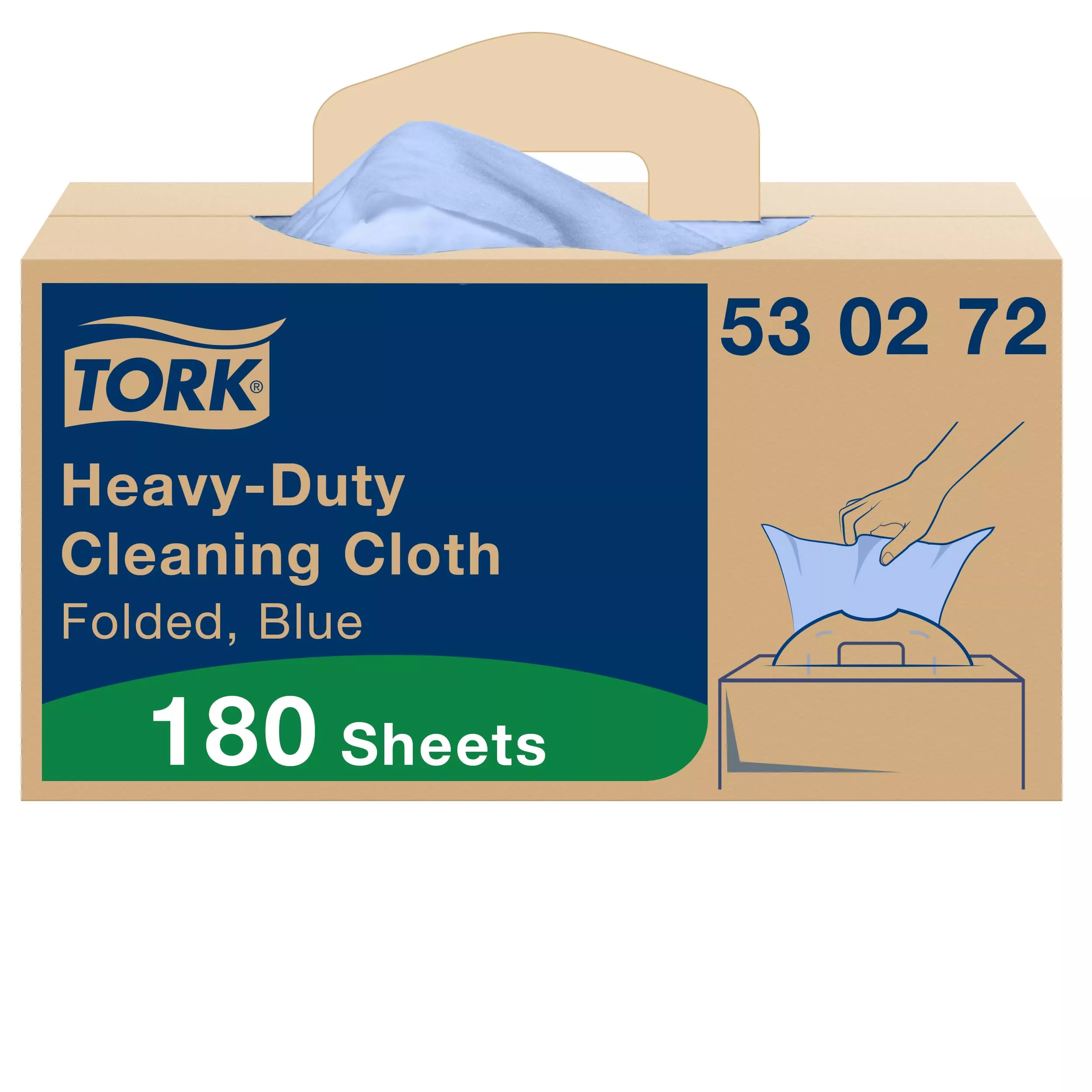 Tork Extra Starke Reinigungstücher Blau W7, Einzeltuchentnahme, 1 × 180 Tücher, 530272