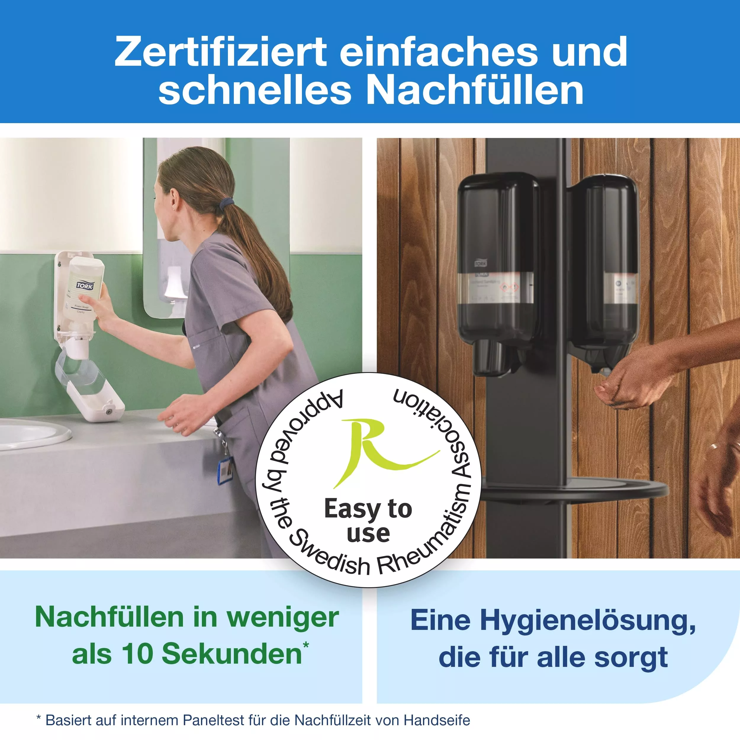 Tork Extra Händedesinfektionsgel S4, Desinfektionsmittel ohne klebrige Rückstände, 6 × 1.000 ml, 424205