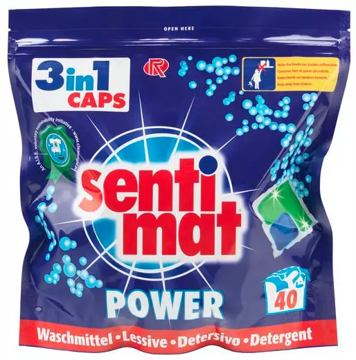 Sentimat Power 3in1 Caps Wäschepods, Universalwaschmittel (1 Packung=40 Stück)