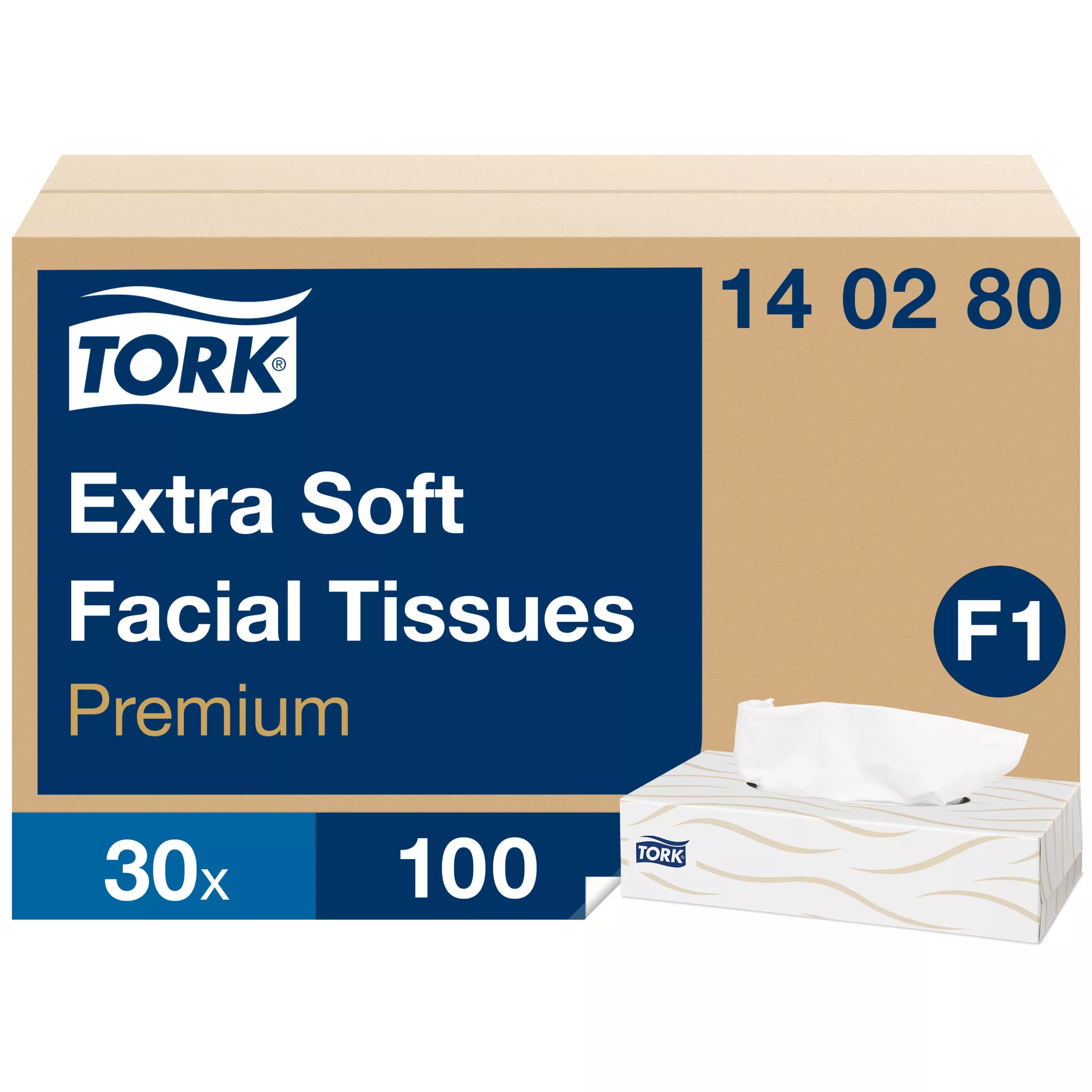 Tork weiche Kosmetiktücher Weiß F1, Premium, 2-lagig, 30 × 100 Blatt, 140280