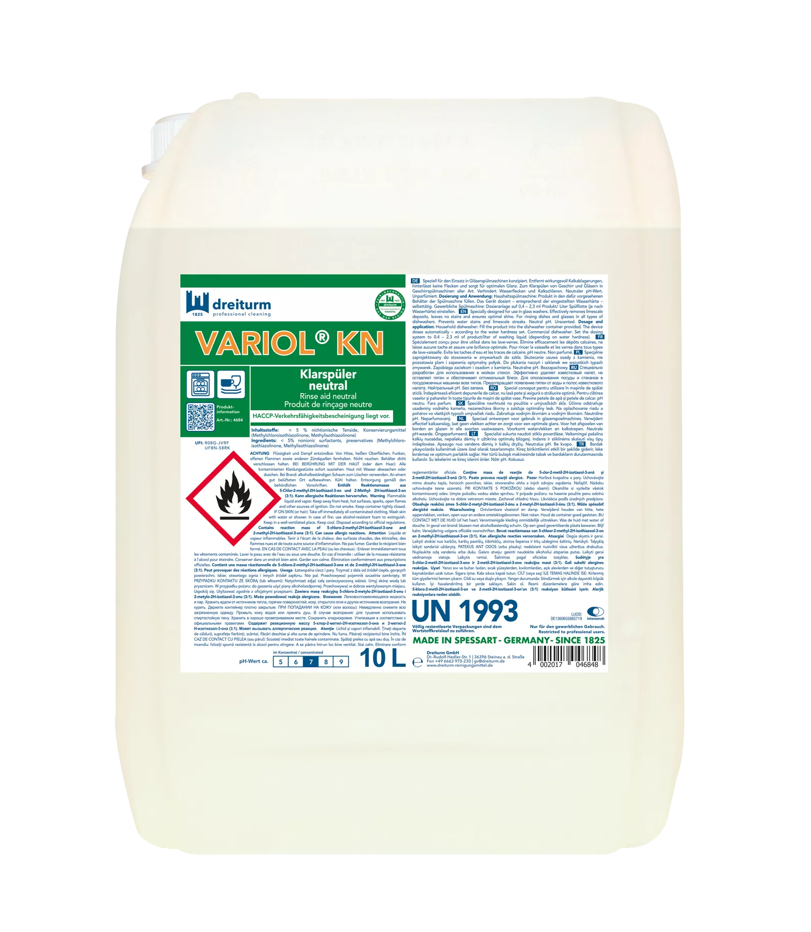 Dreiturm VARIOL KN – Neutraler Klarspüler – 10L Kanister