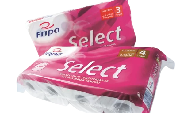 Fripa Toilettenpapier Select 4-lagig - hochweiss - 8x160 Blatt 48 Rollen