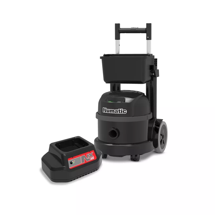 Numatic PBT230NX/0 Batterie-Kesselsauger mit Ladegerät und Trolley, inkl. Zubehörset AS56 (2.2P) (ohne AKKU)