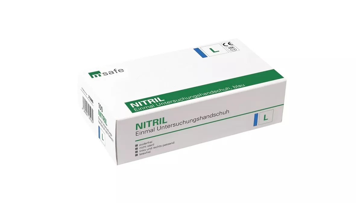 Cleanclub Einmalhandschuhe Nitril Extra puderfrei blau Gr. L (1 Box = 100 Stück)