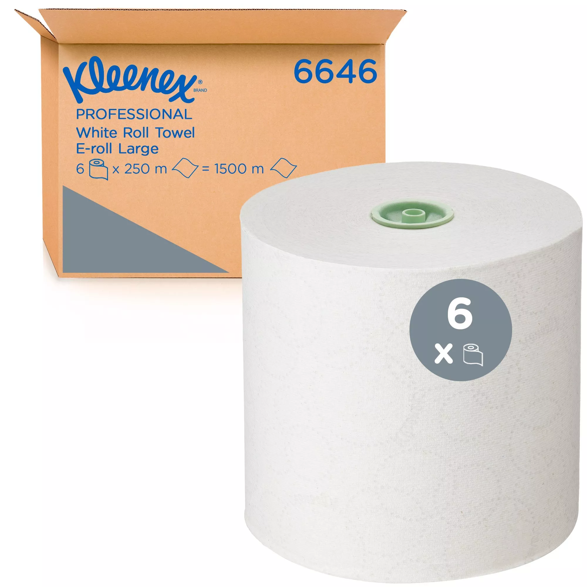 Kleenex ICON E-Roll Rollenhandtücher, 1-lagig, Weiß, 6 x 250 m