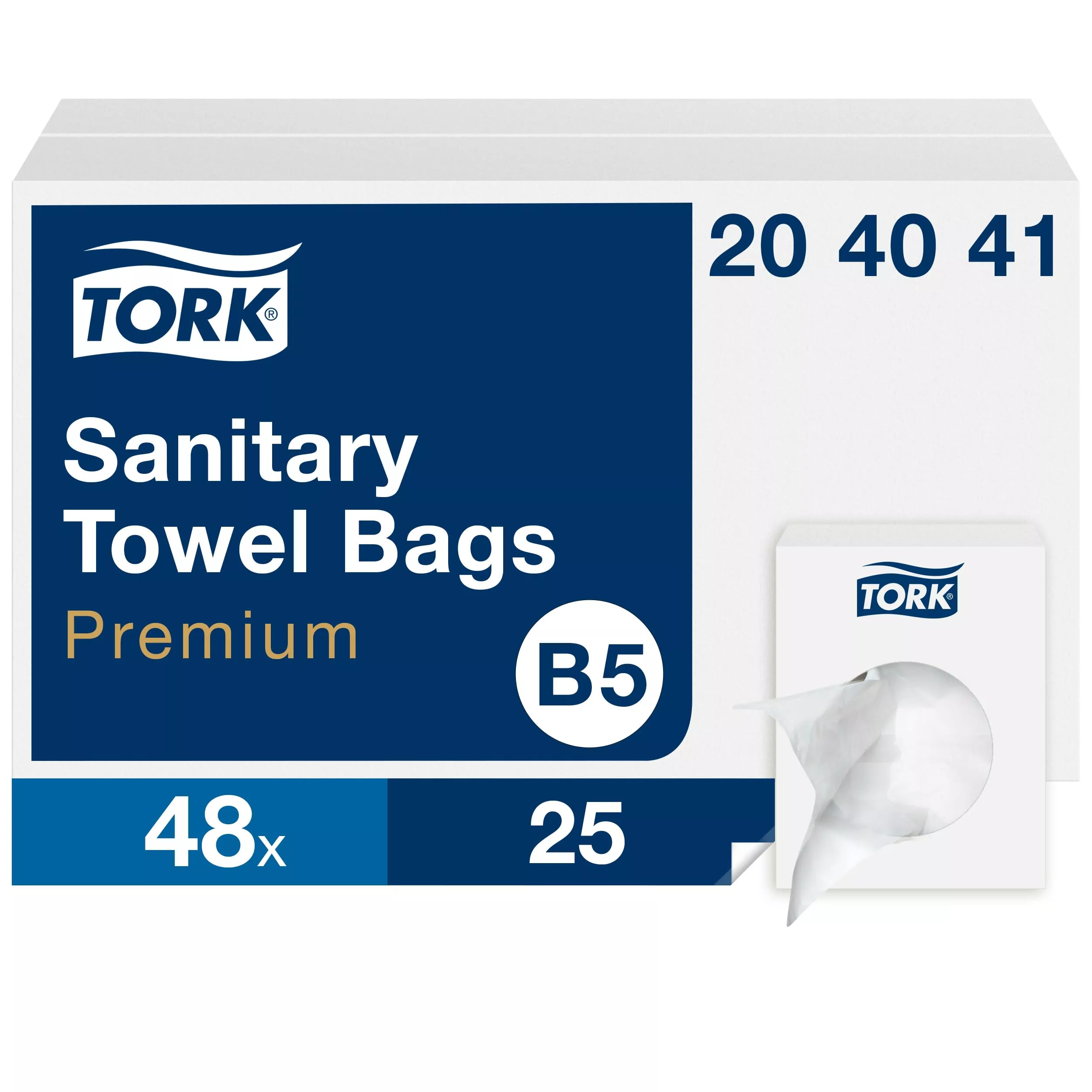 Tork 1,4 l Hygienebeutel Weiß, zur Entsorgung von Hygieneartikeln, 48 Packs á 25 Beutel, 204041