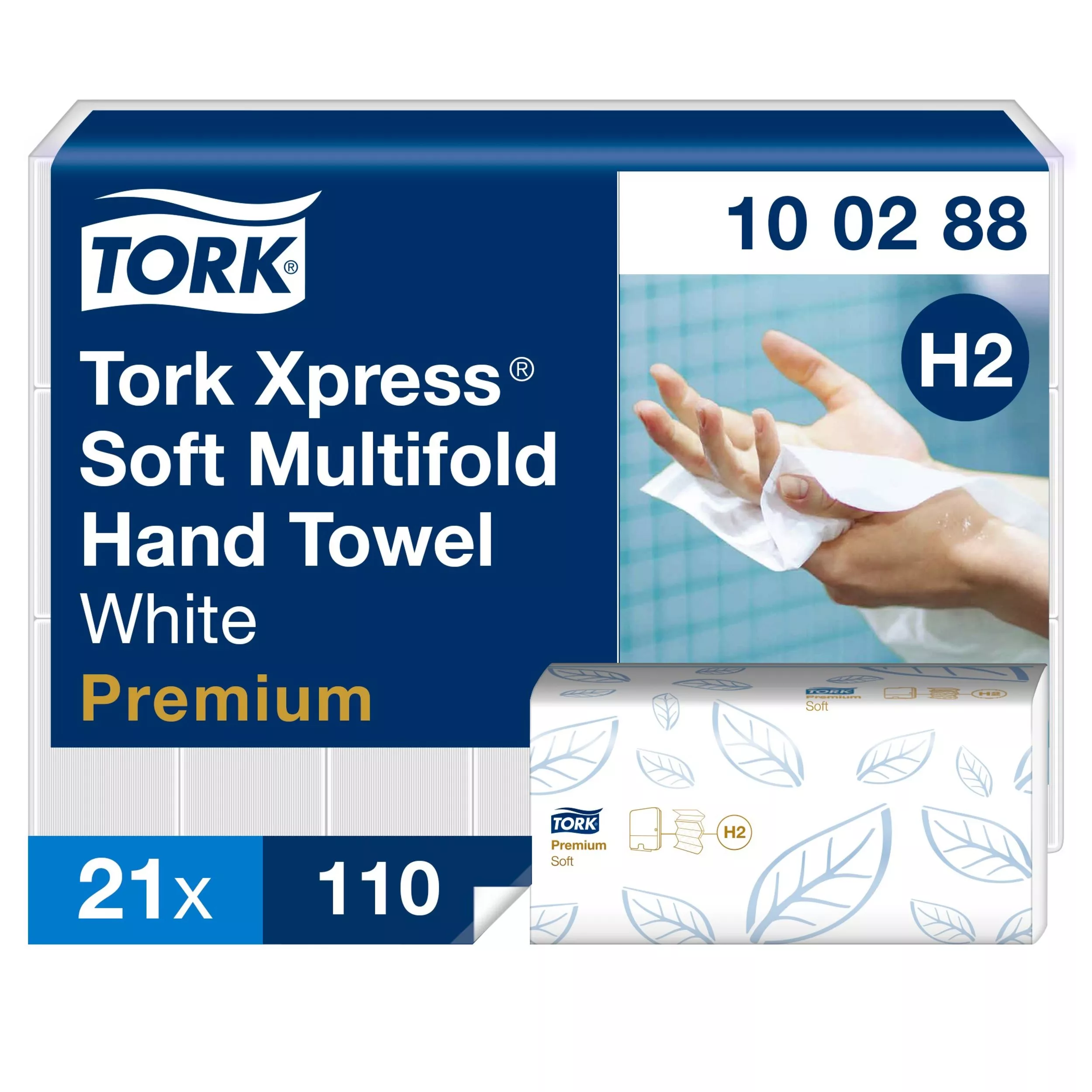 Tork Xpress® weiche Multifold-Handtücher Weiß H2, Premium, 2-lagig, QuickDry, 21 × 110 Tücher, 100288