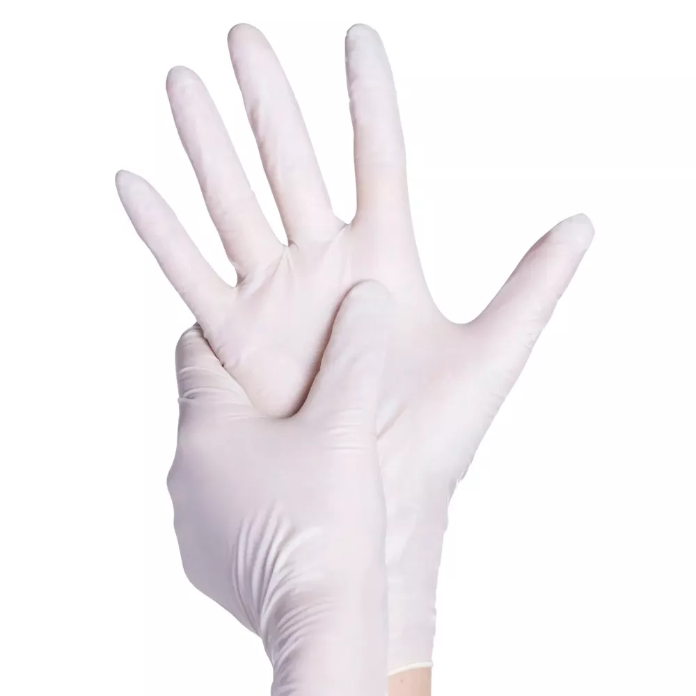Einmalhandschuhe Latex puderfrei M – Basic Plus (100 Stück/Box)