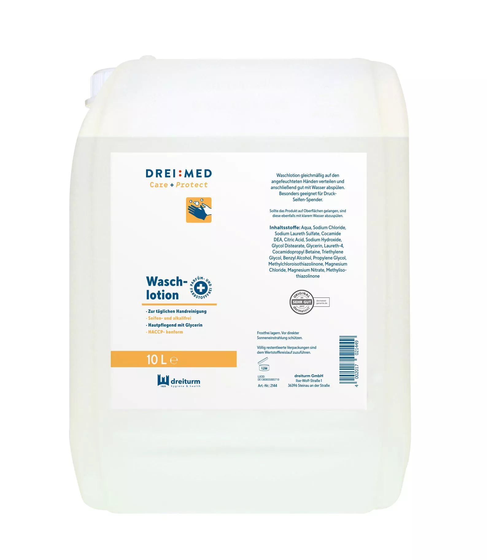 Dreiturm DREIMED® Care+Protect Waschlotion ohne Parfüm 10 L Kanister