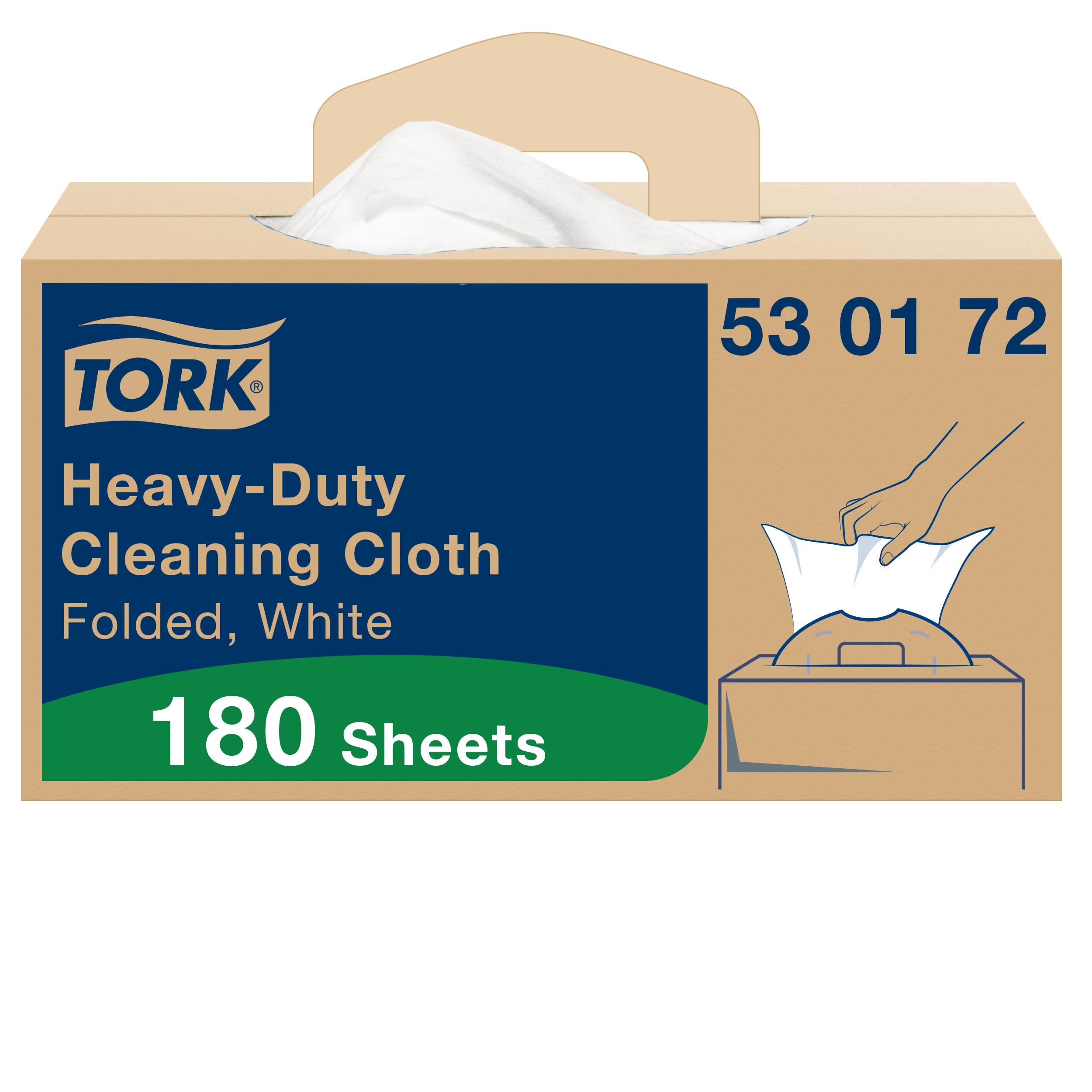 Tork Extra Starke Reinigungstücher Weiß W7, Einzeltuchentnahme, 1 × 180 Tücher, 530172