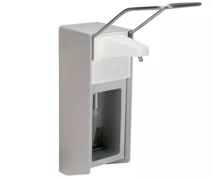 Desinfektionsmittelspender ALU 1000ml mit langem Armhebel und Frontblende