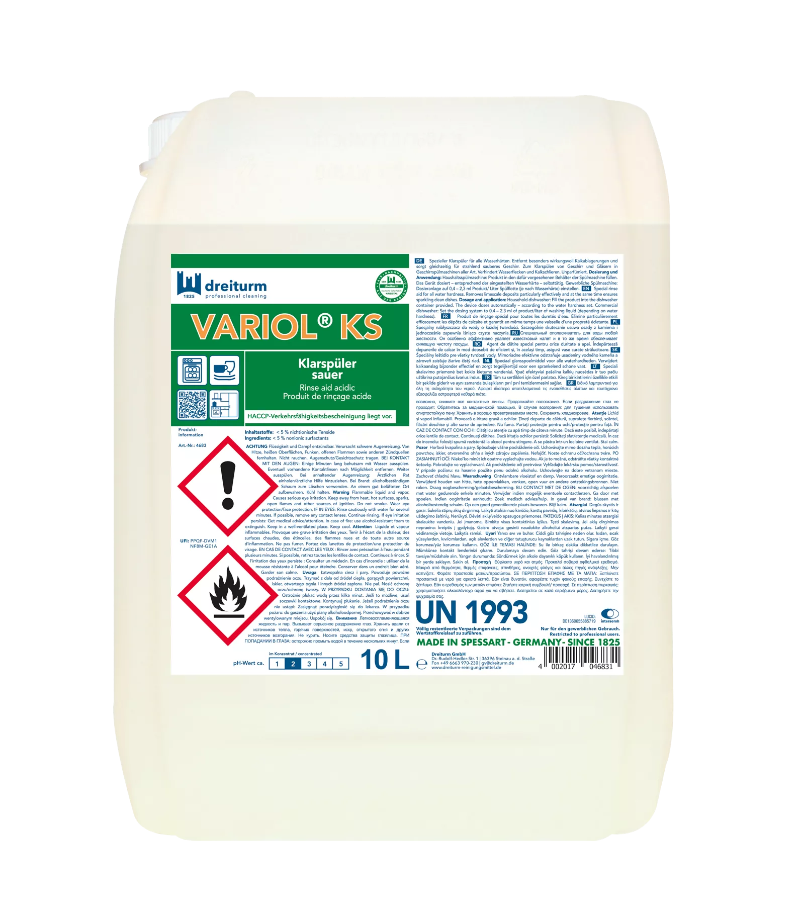 Dreiturm VARIOL KS – Saurer Klarspüler – 10L Kanister
