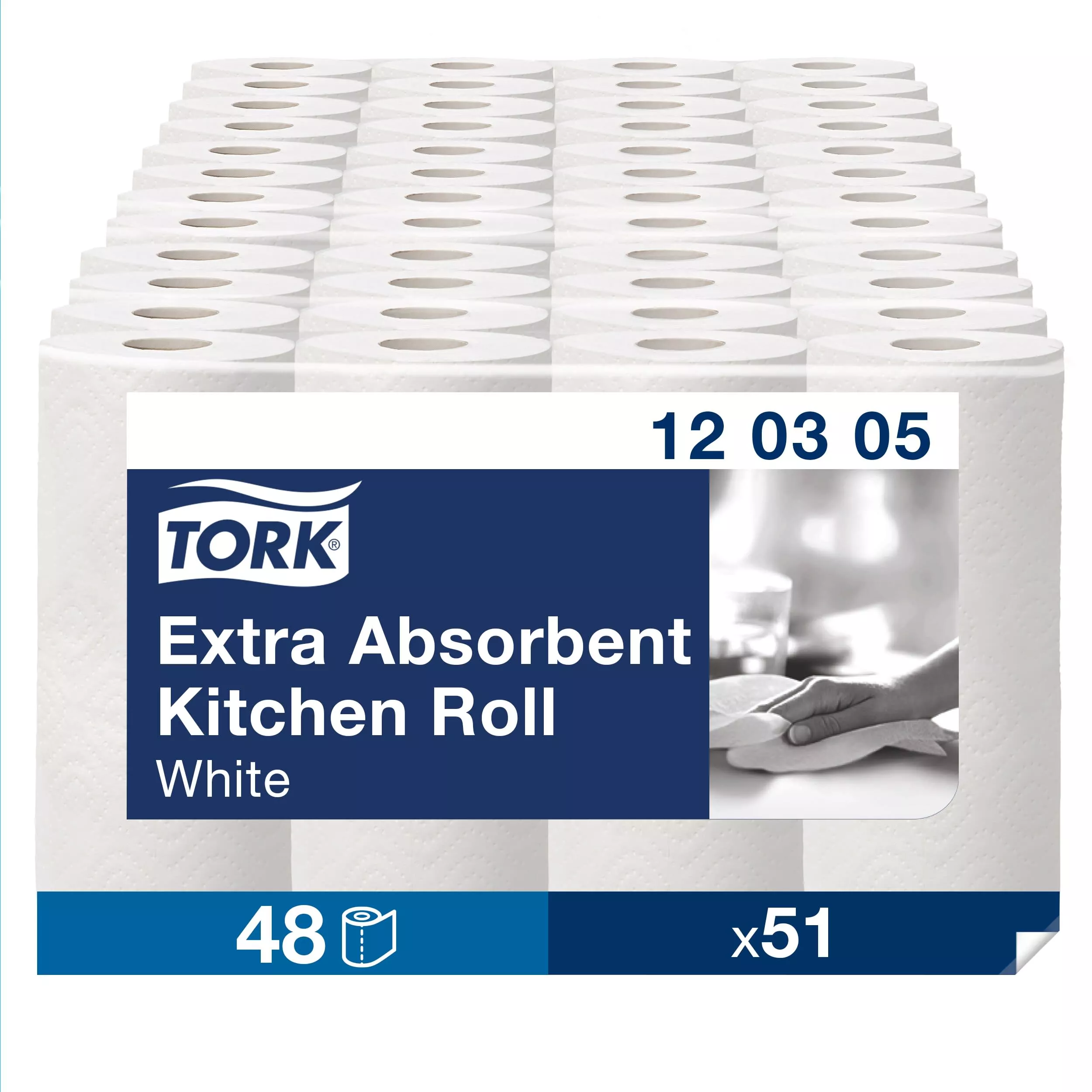 Tork Extra Saugfähige Küchenrolle Weiß, Premium, 3-lagig, 48 × 12,2 m, 120305